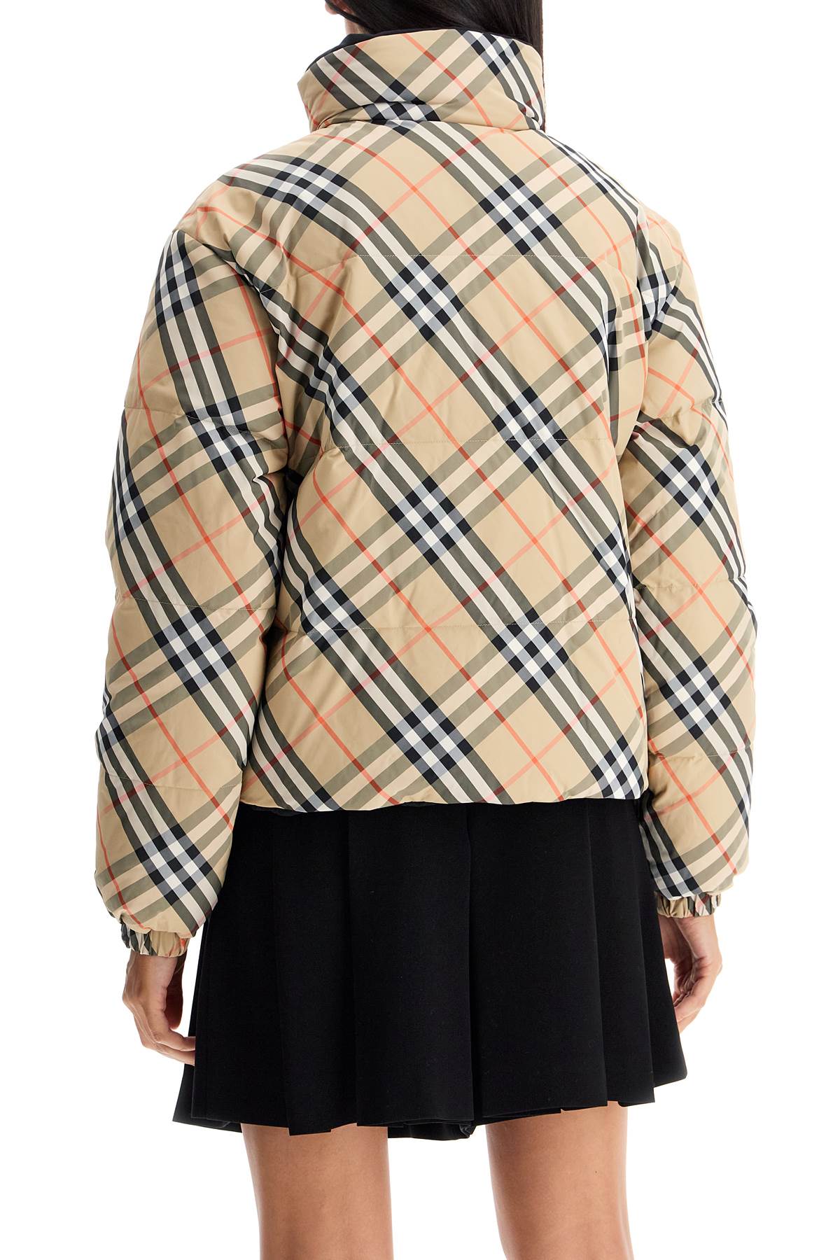 Shop Burberry Short Reversible Down Jacket In Black