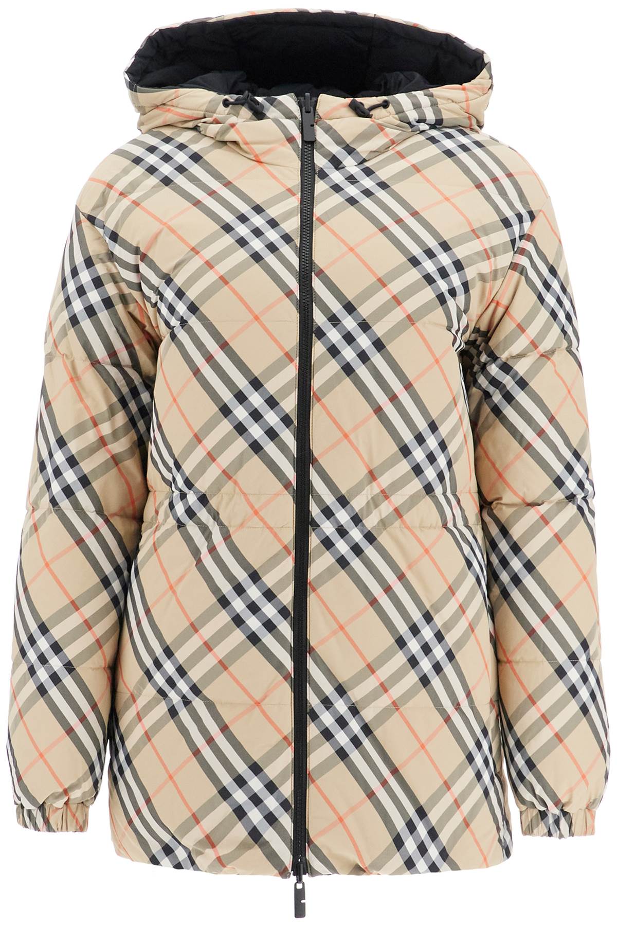 Shop Burberry Reversible Midi Down Jacket In Beige