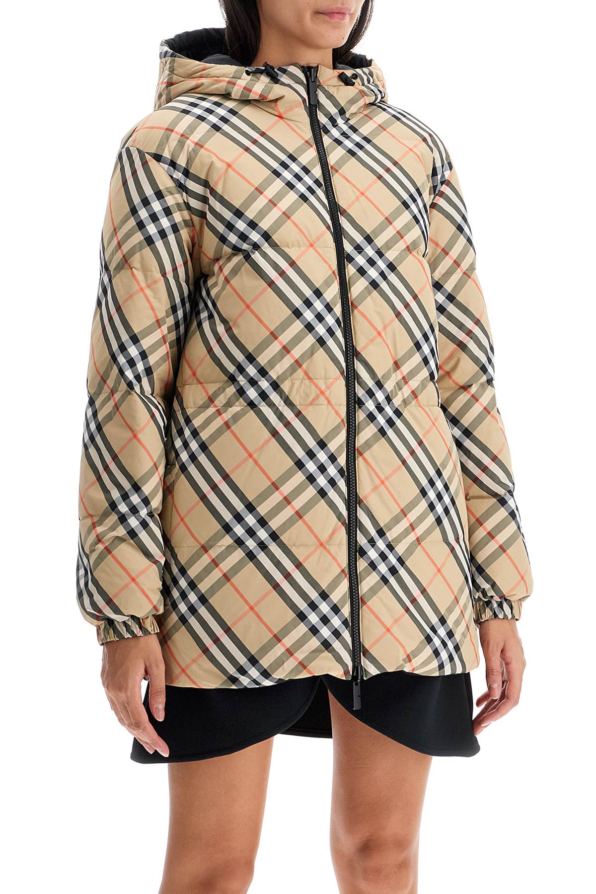 Shop Burberry Reversible Midi Down Jacket In Beige