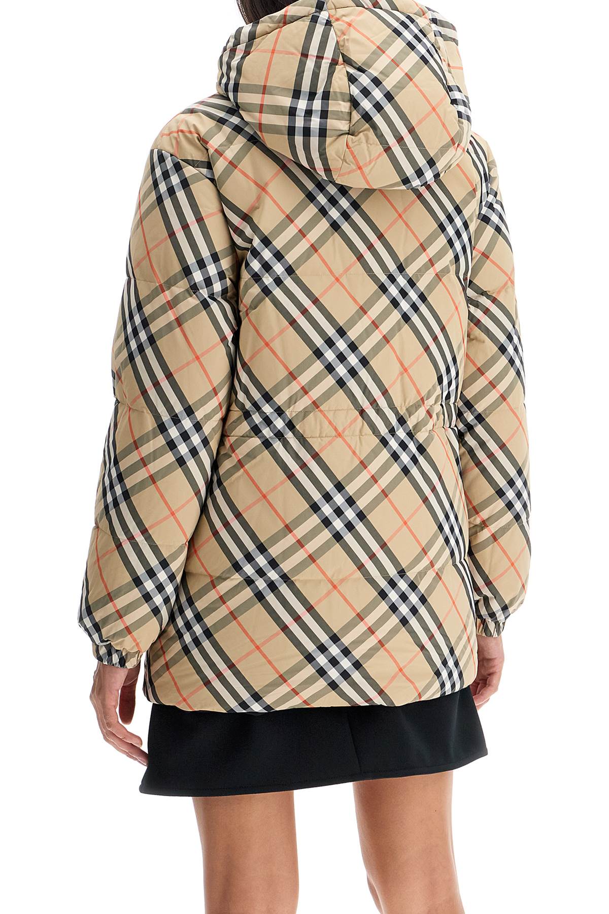 Shop Burberry Reversible Midi Down Jacket In Beige