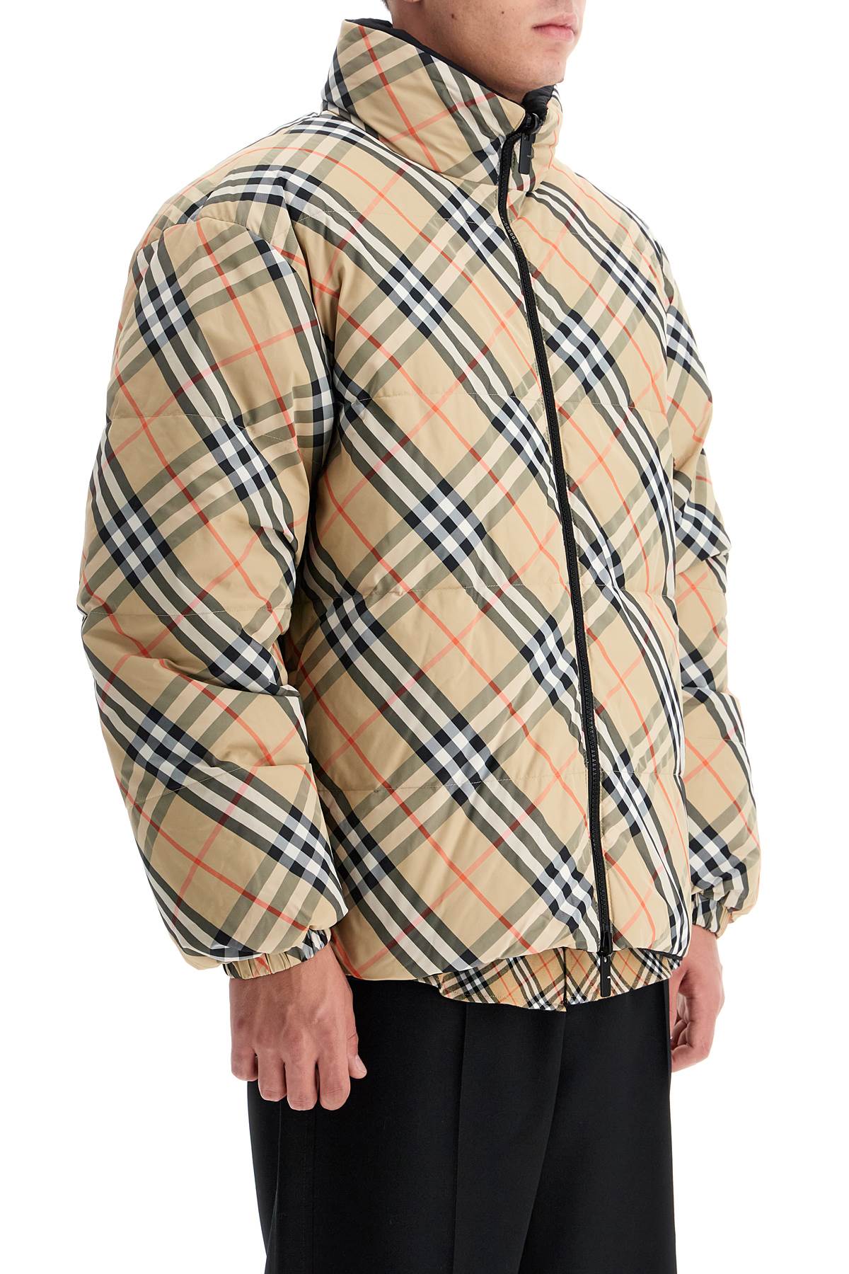 Shop Burberry Reversible Nylon Down Jacket In Beige