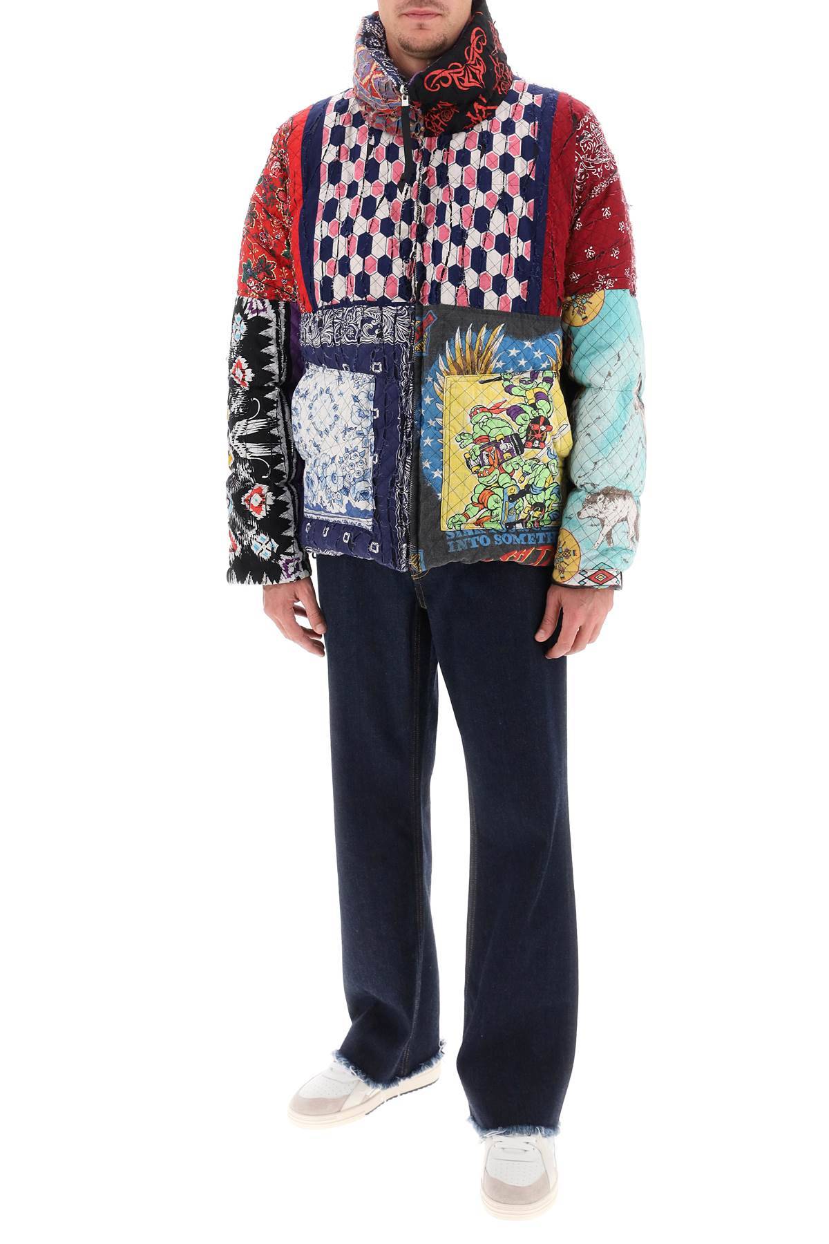 Shop Children Of The Discordance Reversible Patchwork Down Jacket In Multicolor