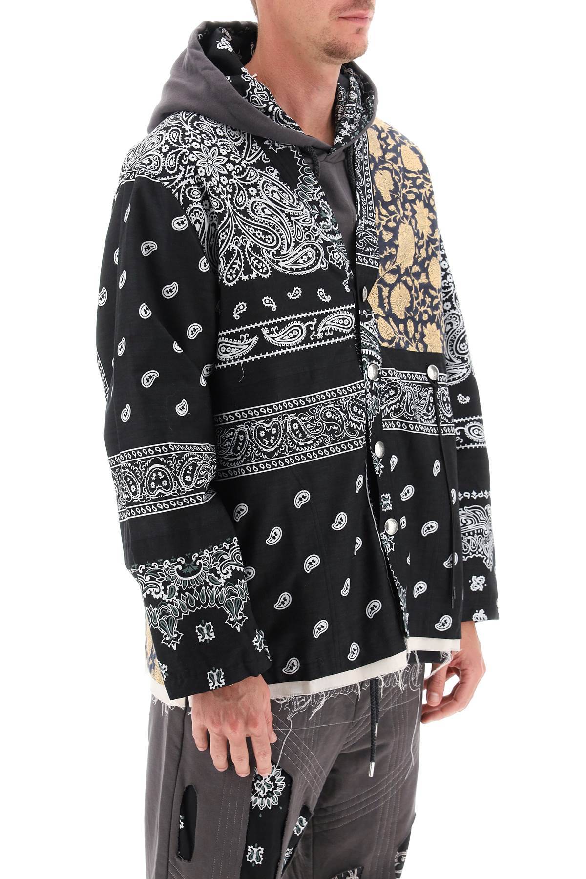 Shop Children Of The Discordance Concho Patchwork Overshirt In Black