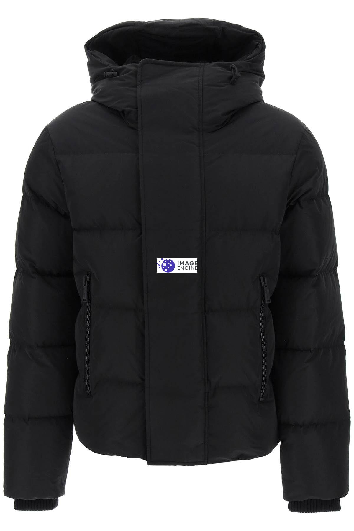 Dsquared2 Nylon Down Jacket With Logo Patch In Black
