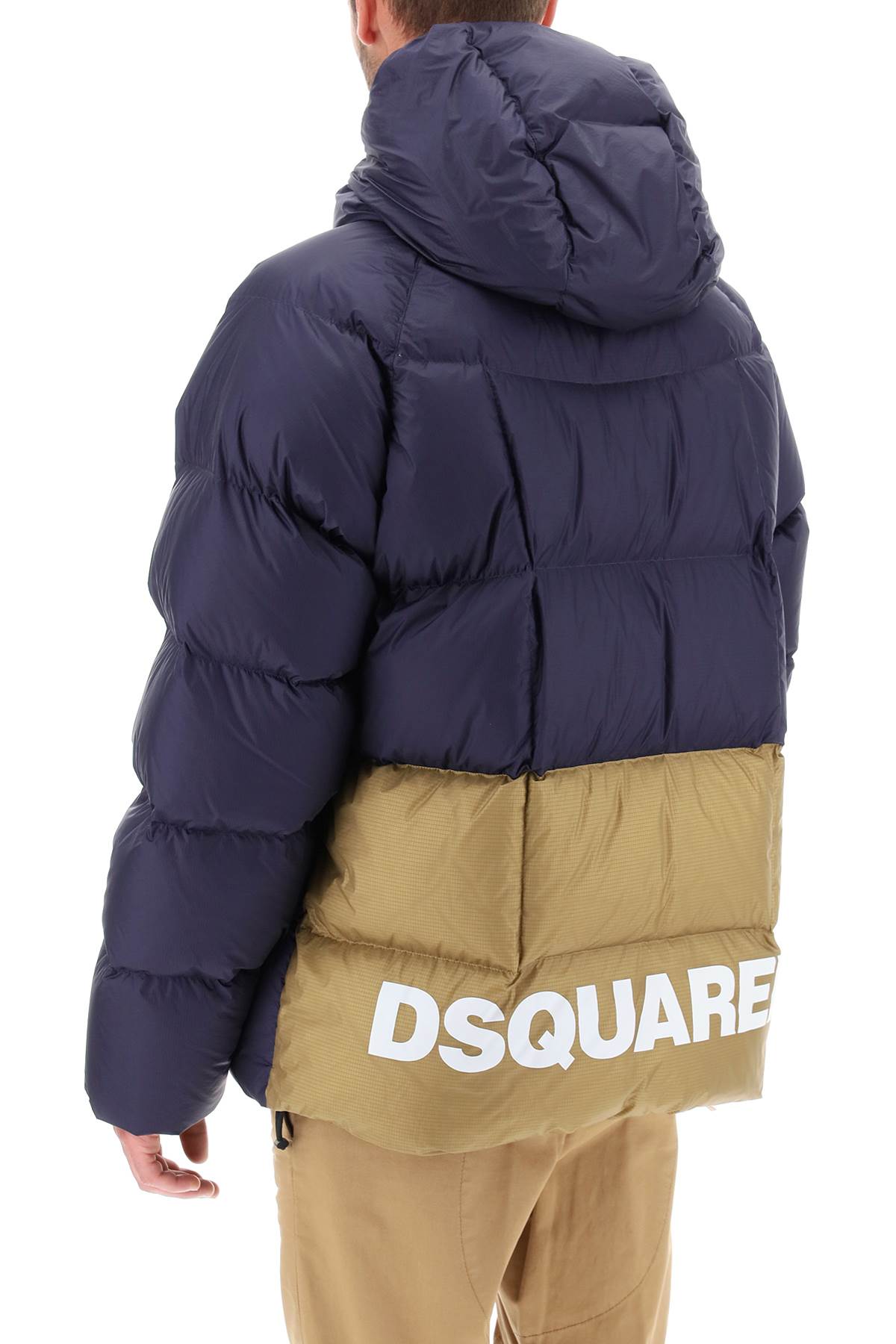 Shop Dsquared2 Logo Print Hooded Down Jacket In Blue