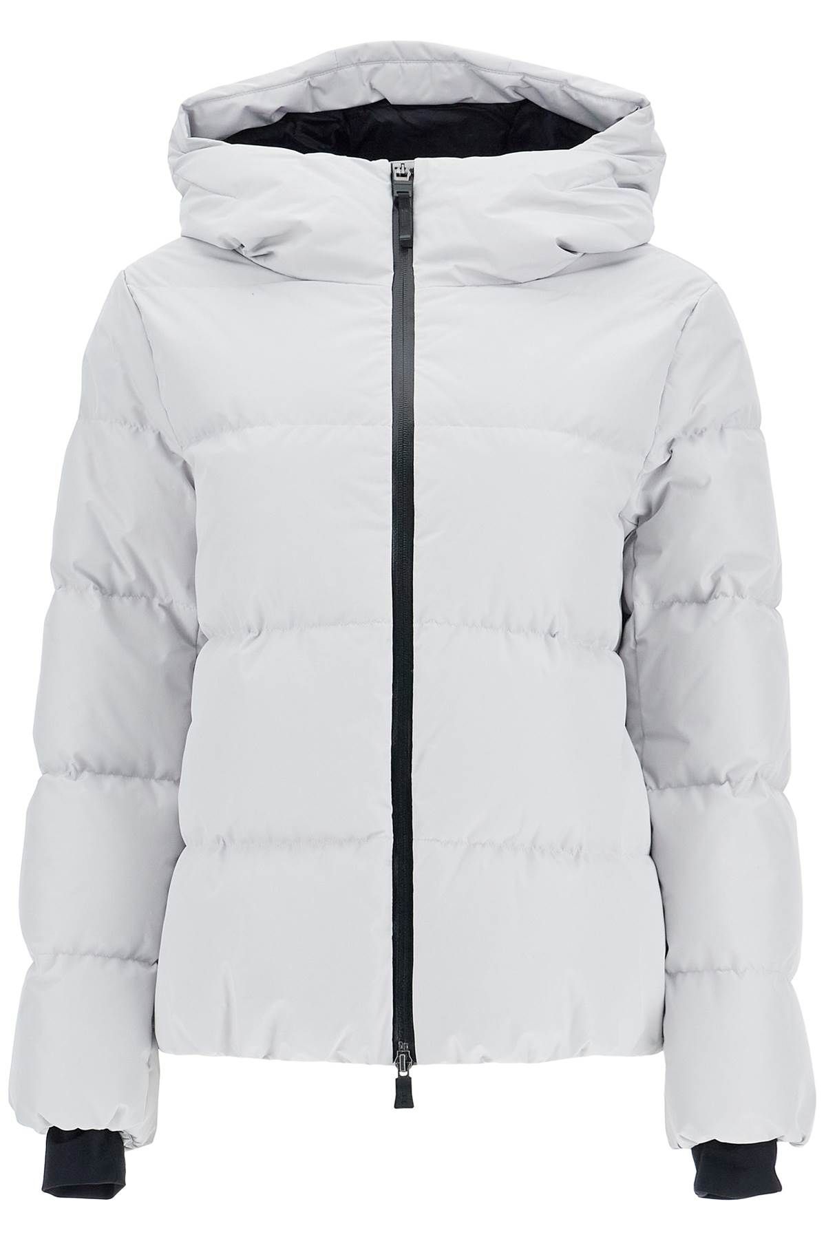 Shop Herno Laminar Short Down Jacket With Hood In Grey