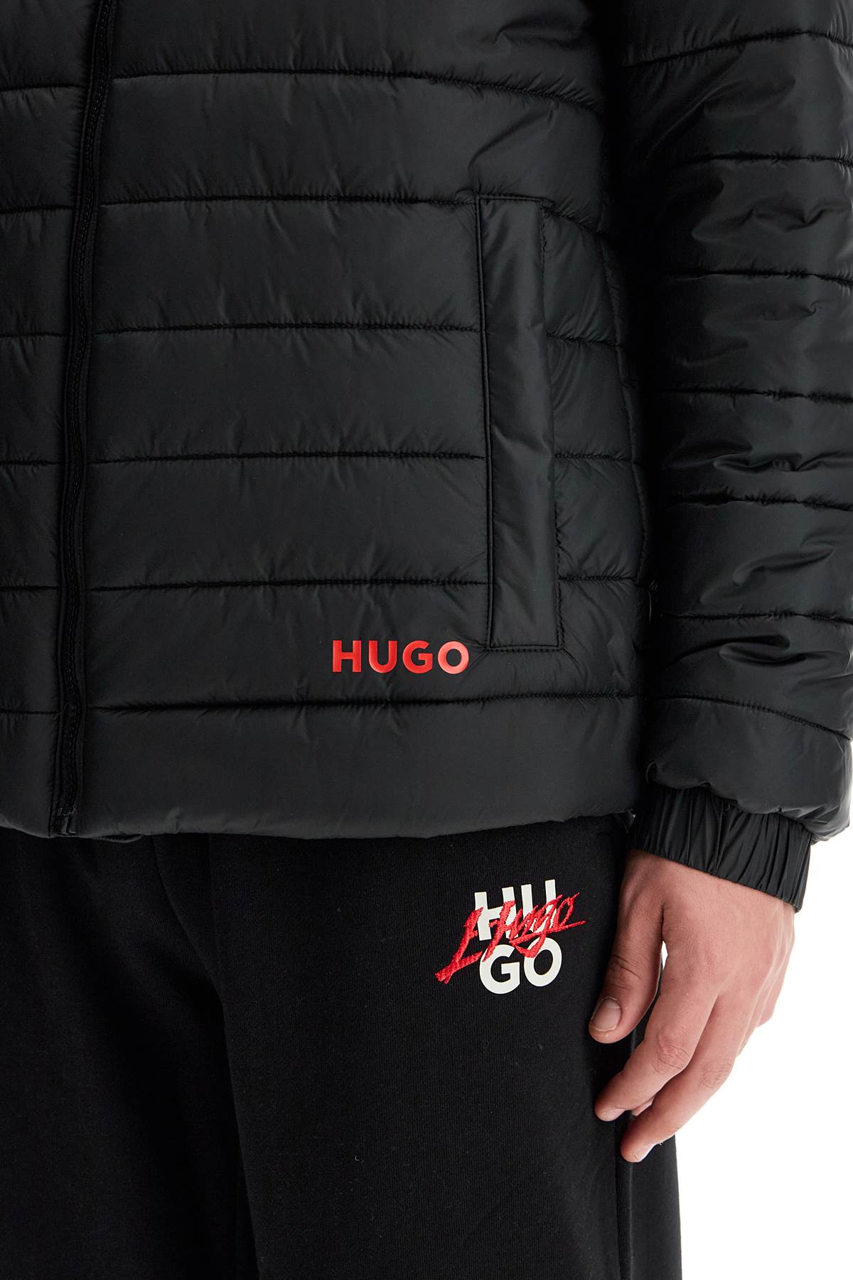 Shop Hugo Lightweight Recycled Nylon Down Jacket In Black