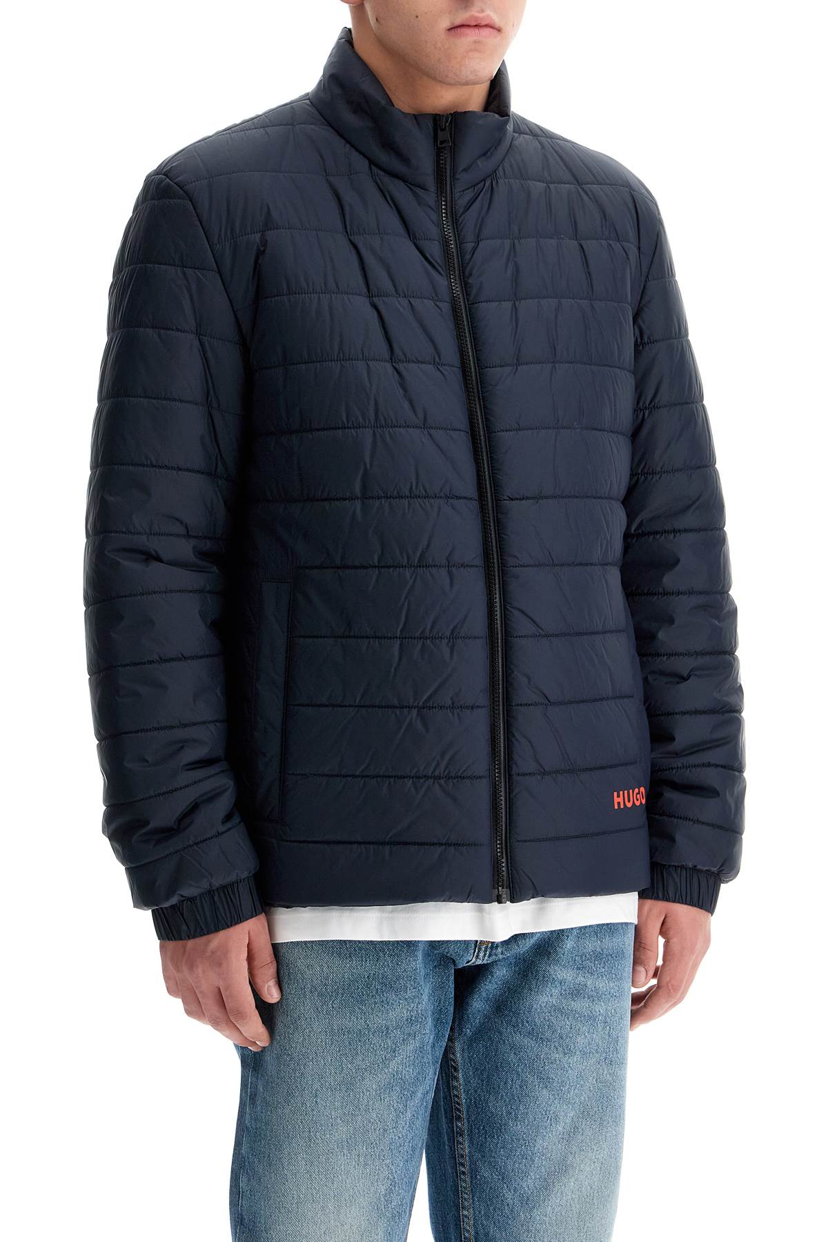 Shop Hugo Lightweight Recycled Nylon Down Jacket In Blue