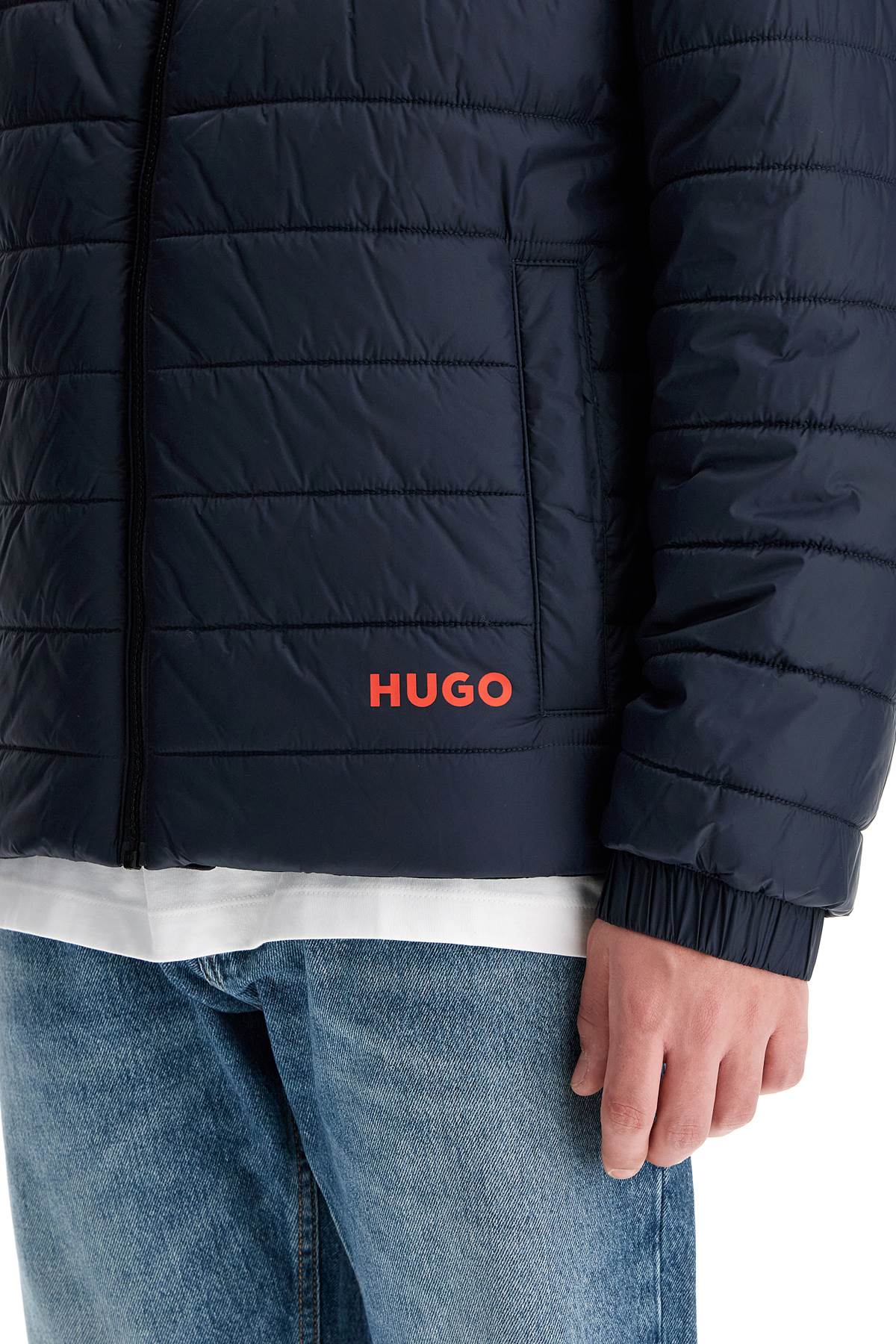 Shop Hugo Lightweight Recycled Nylon Down Jacket In Blue