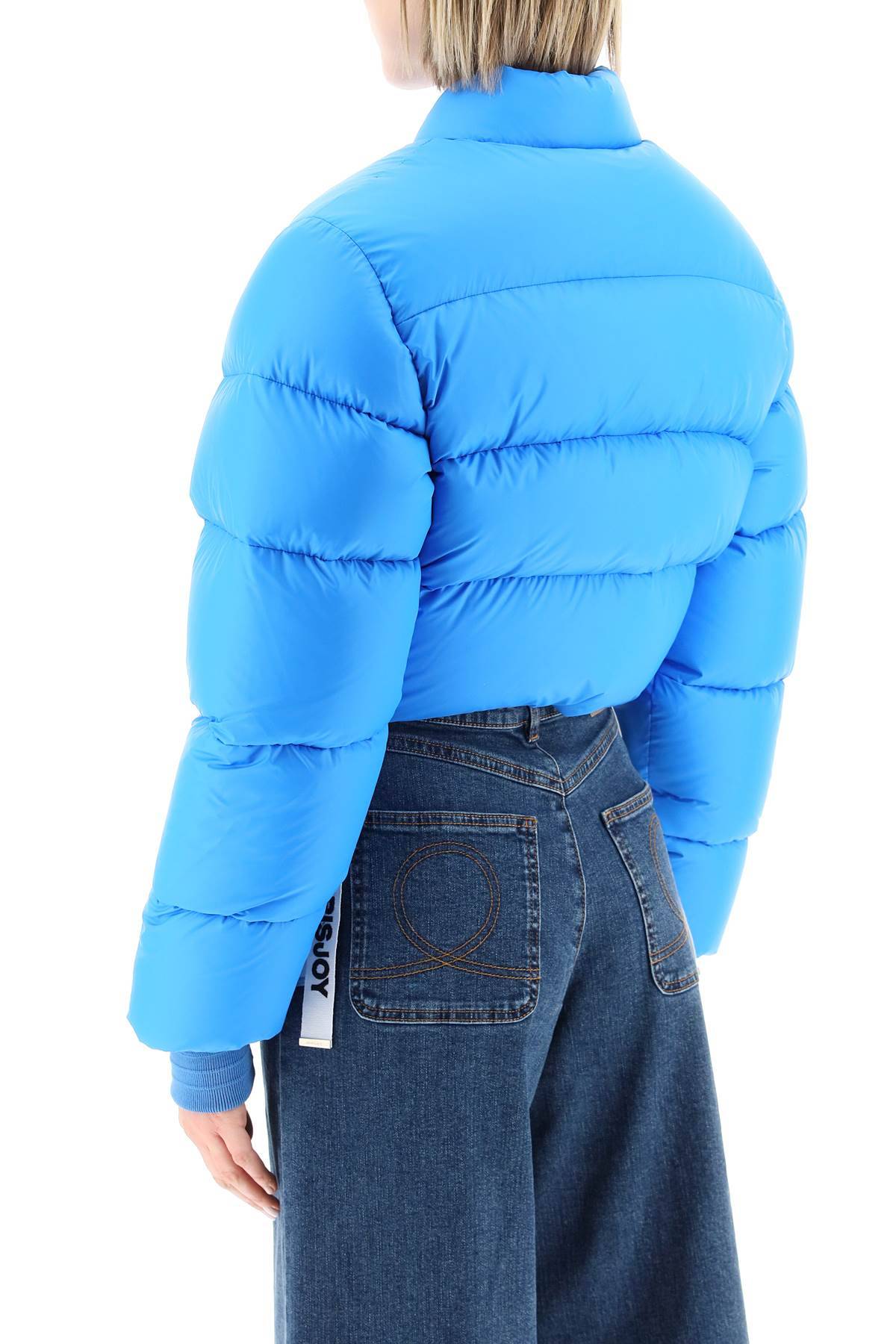 Shop Khrisjoy Cropped Puff Jacket In Blue