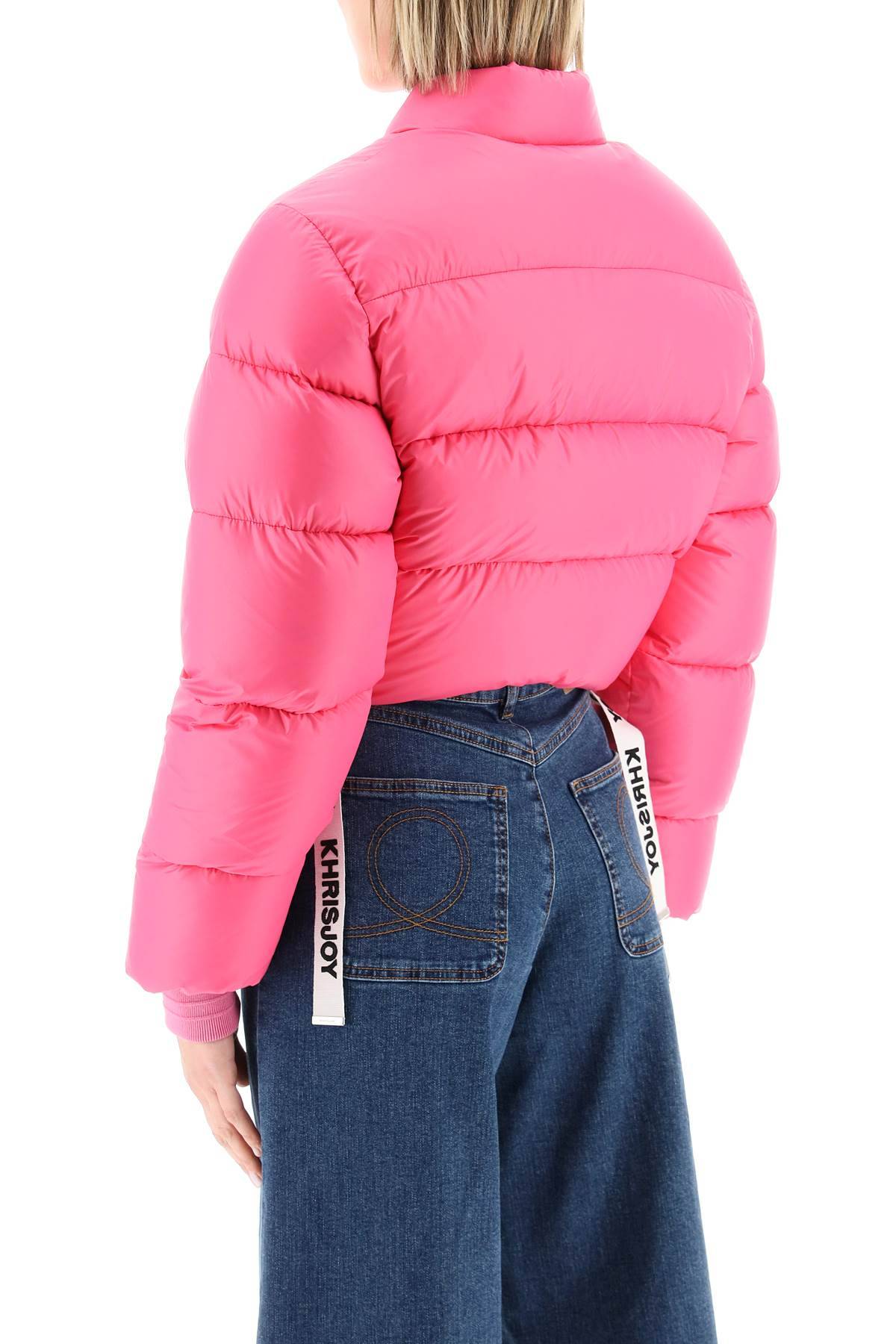 Shop Khrisjoy Cropped Puff Jacket In Pink