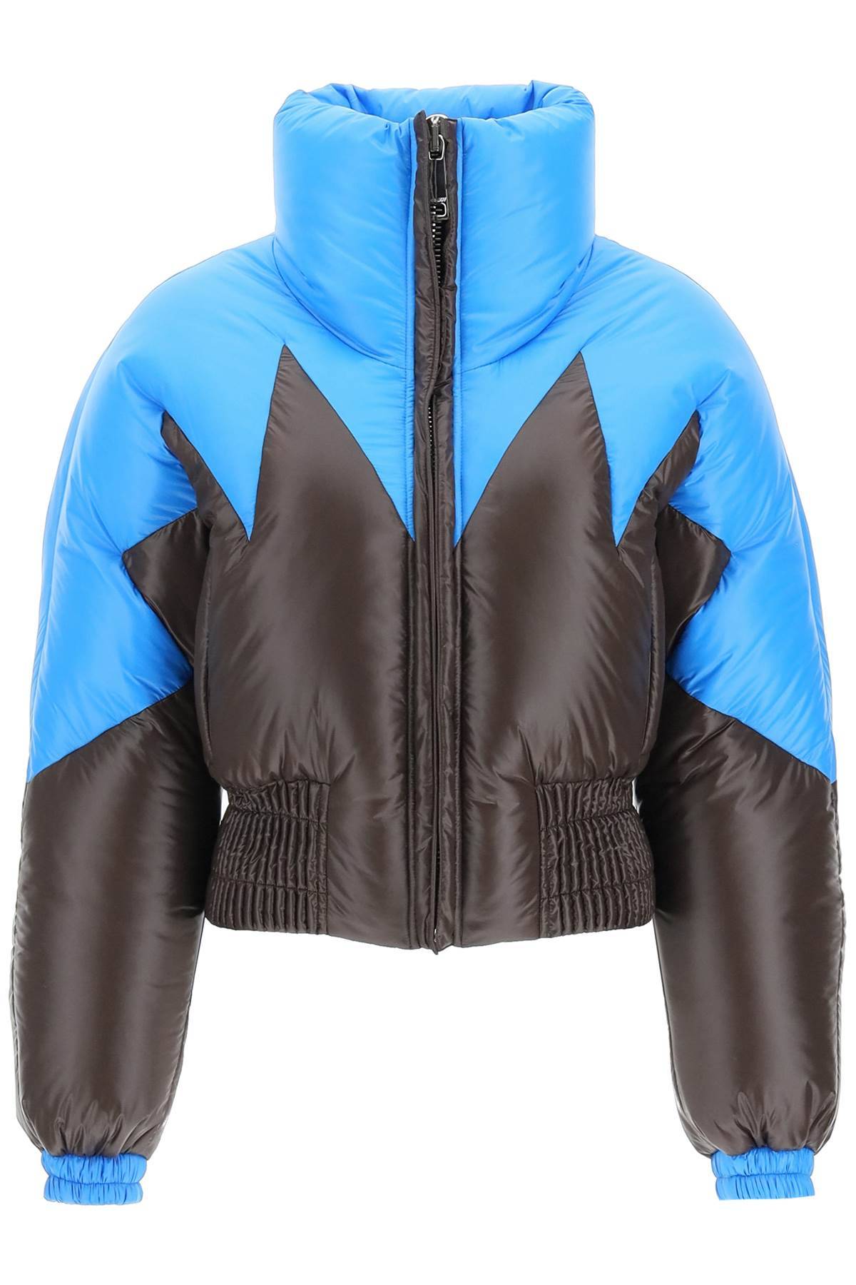 Shop Khrisjoy 'puff Peak' Cropped Puffer Jacket In Light Blue,black,blue