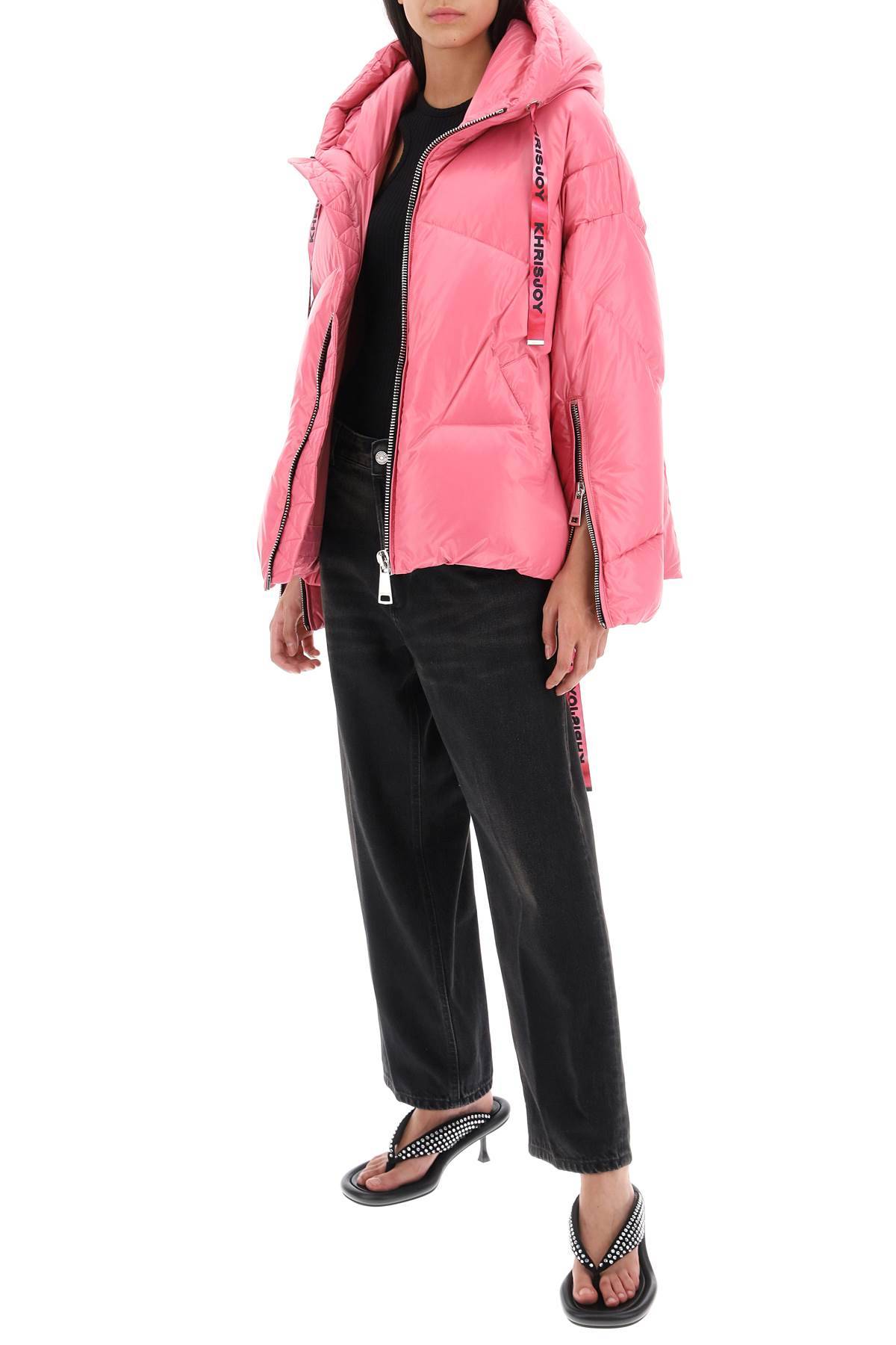 Shop Khrisjoy Khris Iconic Shiny Puffer Jacket In Pink