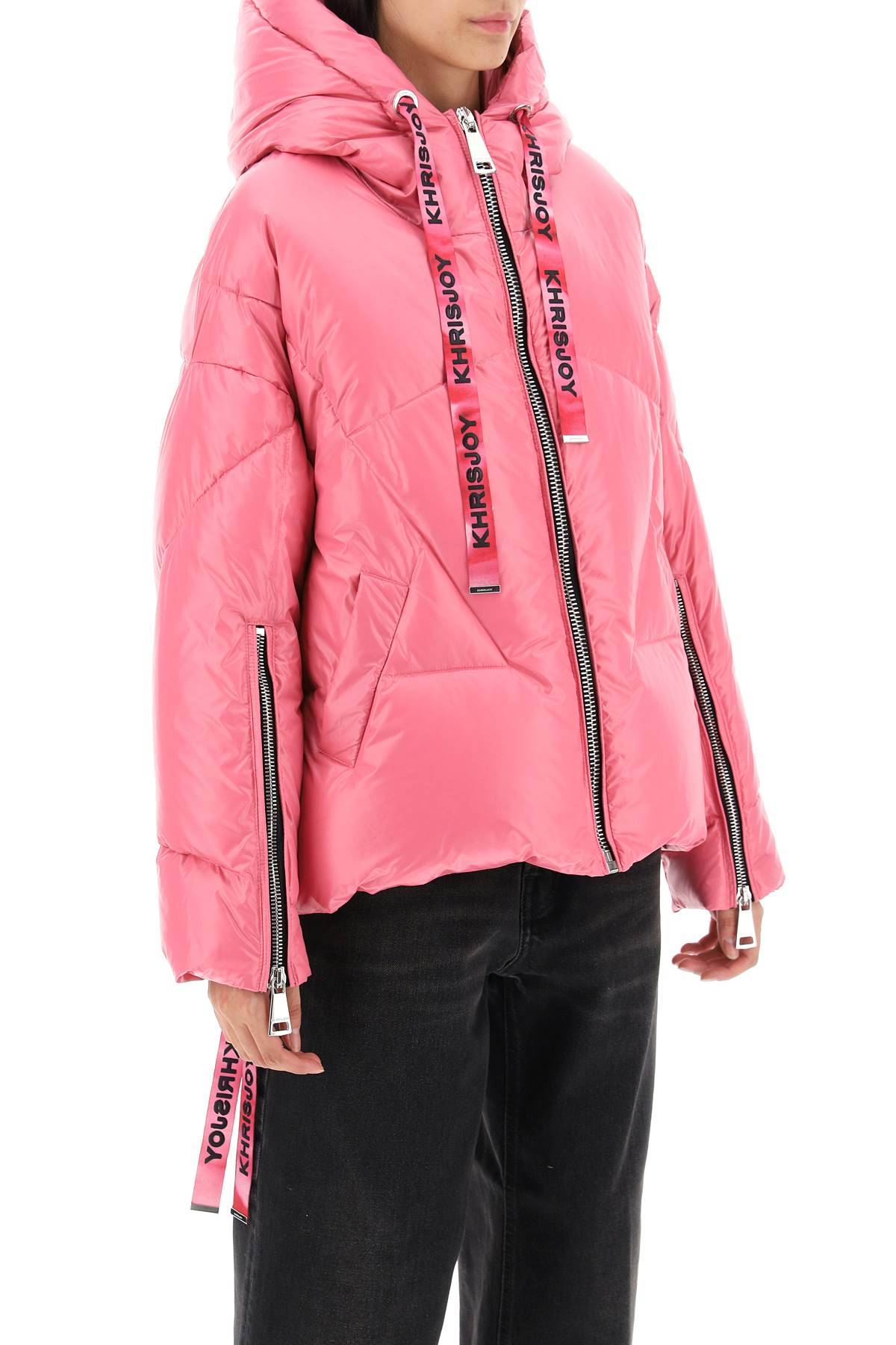 Shop Khrisjoy Khris Iconic Shiny Puffer Jacket In Pink