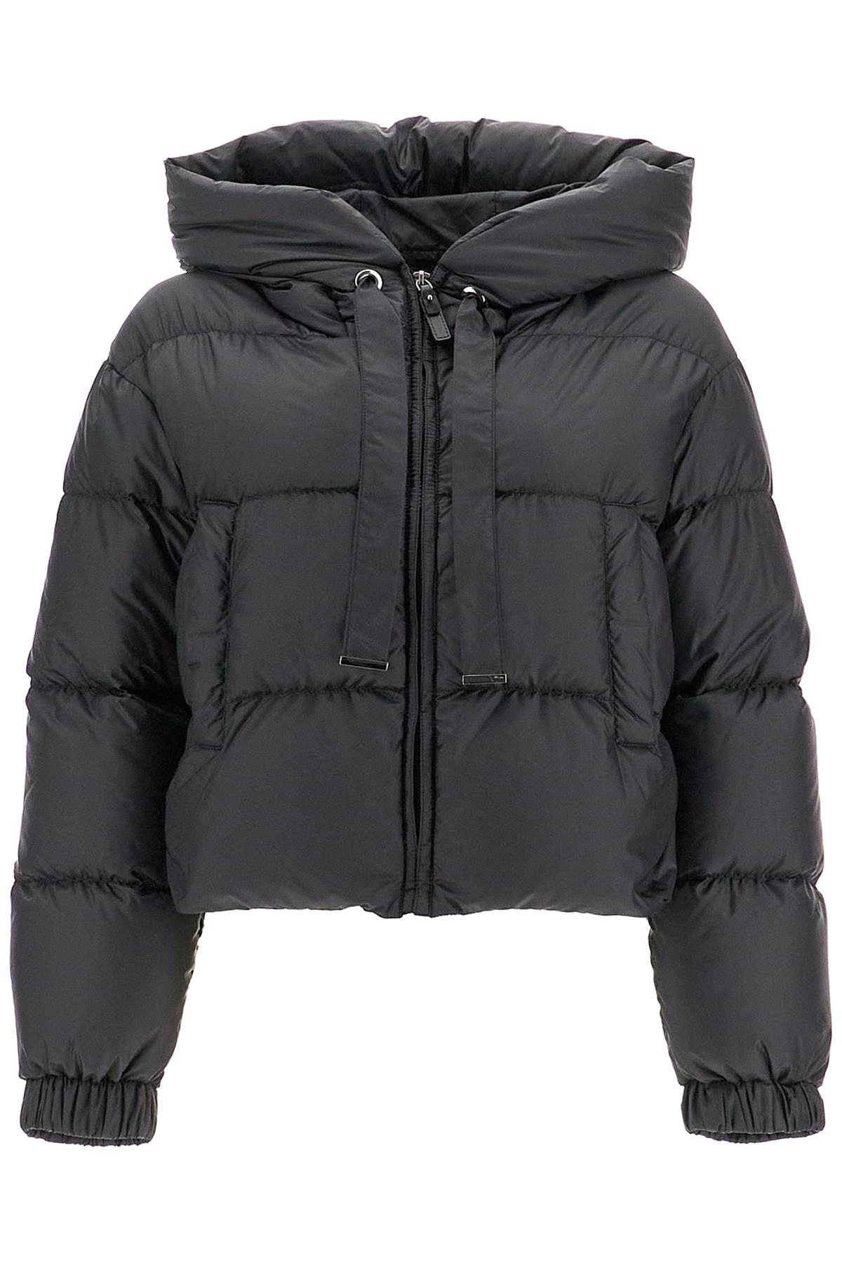 Shop Max Mara The Cube Short Hooded Down Jacket In Black