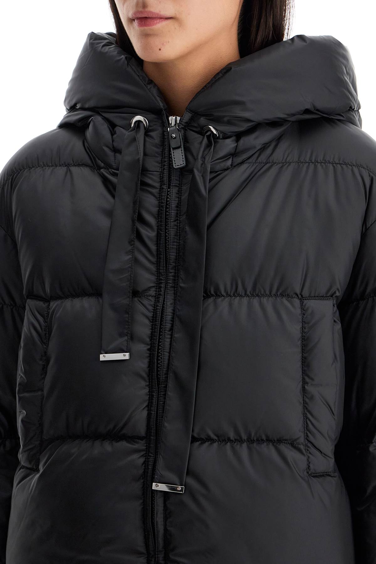 Shop Max Mara The Cube Short Hooded Down Jacket In Black