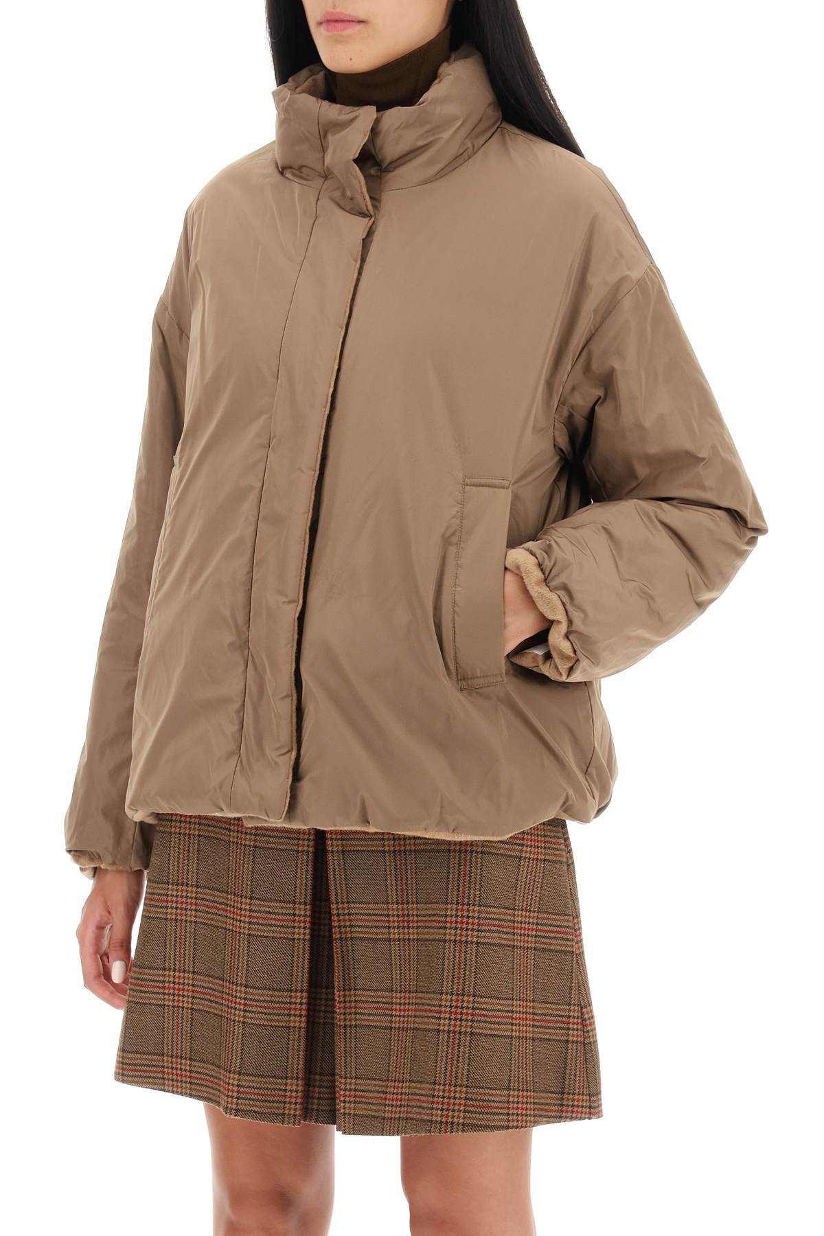 Shop Max Mara The Cube 'donatello' Reversible Puffer Jacket In Beige