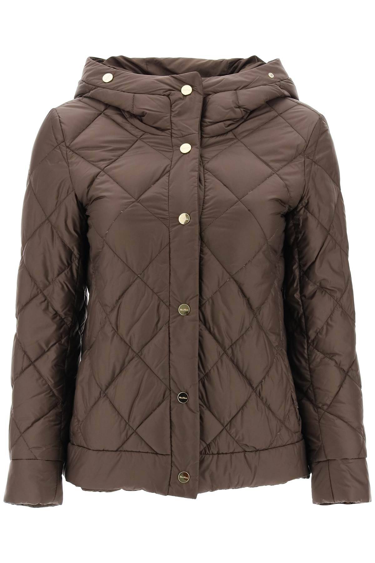 Max Mara The Cube Water-proof Canvas Reversible Down Jacket In Brown