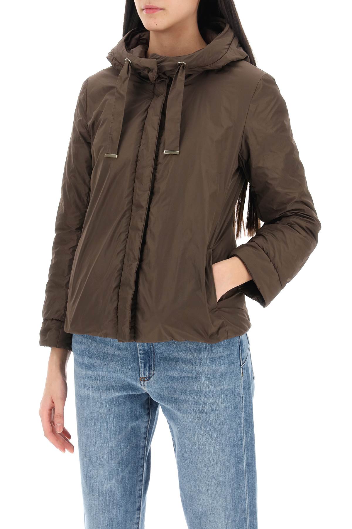 Shop Max Mara The Cube Water-proof Canvas Reversible Down Jacket In Brown