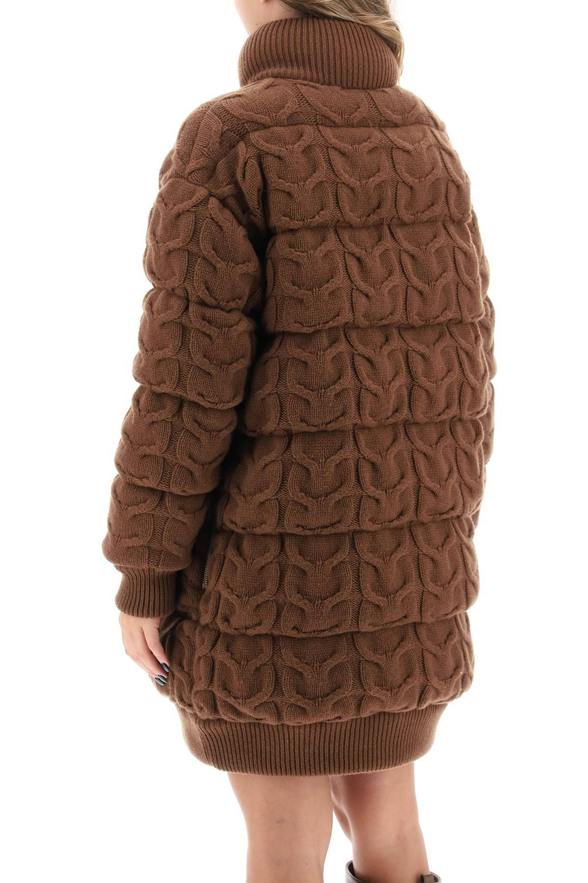 Shop Max Mara Ovatta Knitted Midi Puffer Jacket In Brown