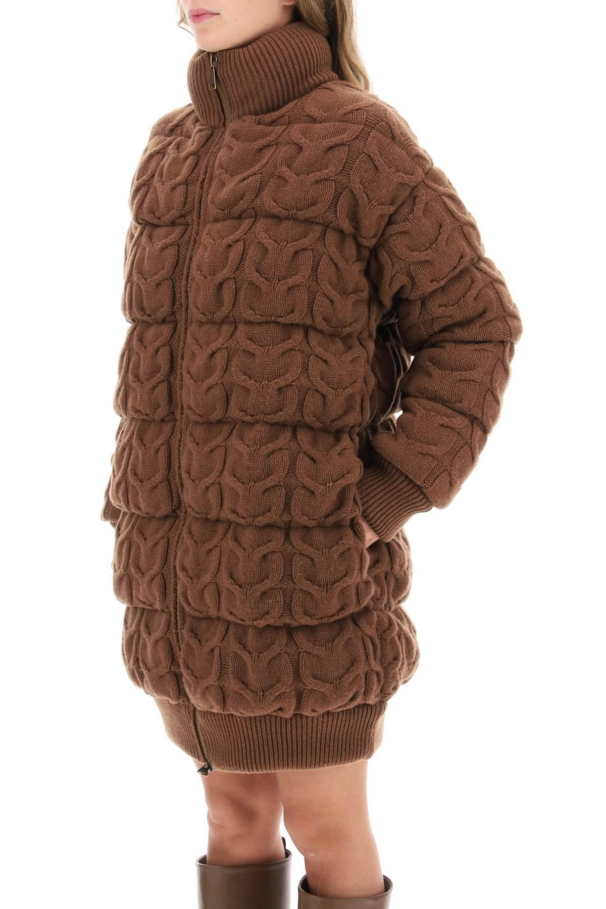Shop Max Mara Ovatta Knitted Midi Puffer Jacket In Brown