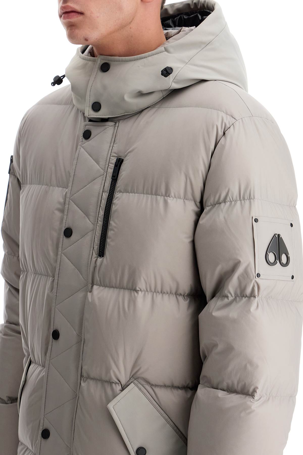 Shop Moose Knuckles Everest 3q Down Jacket With In Grey