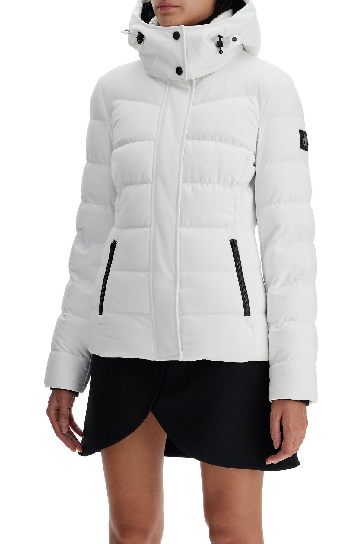 Shop Moose Knuckles Short Betta Down Jacket In White