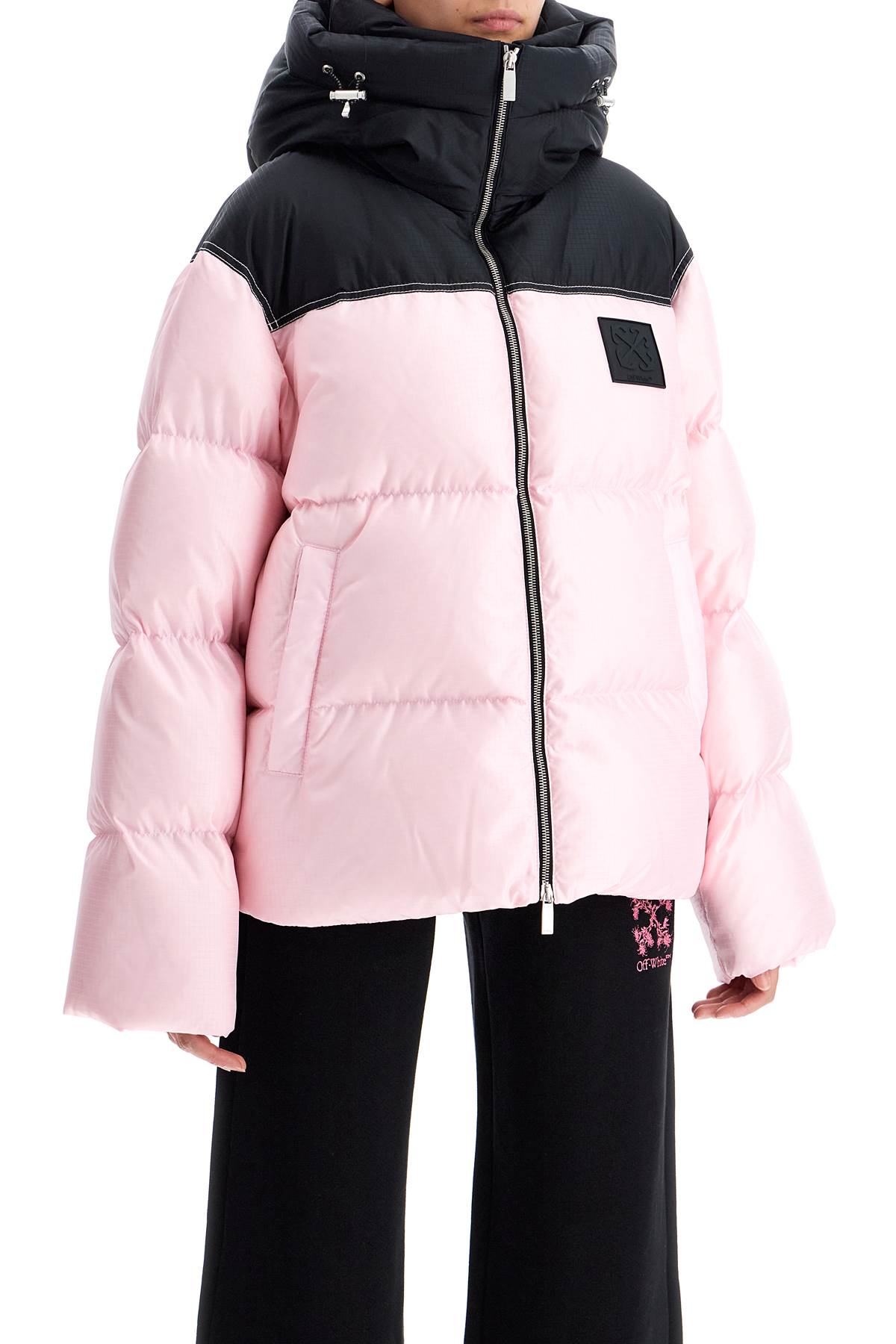 Shop Off-white Oversized Down Jacket With In Pink