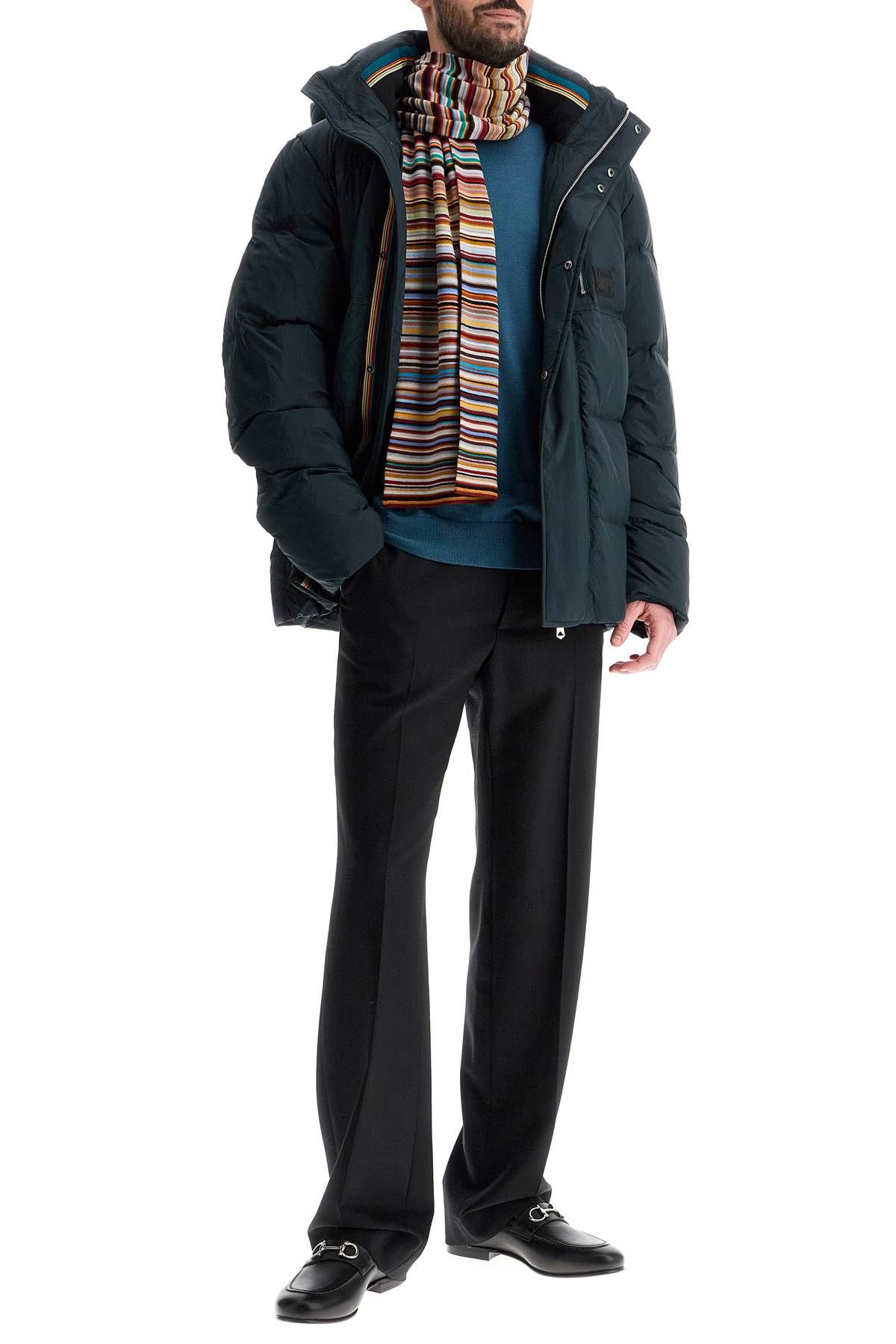 Shop Paul Smith Removable Hooded Down Jacket In Green