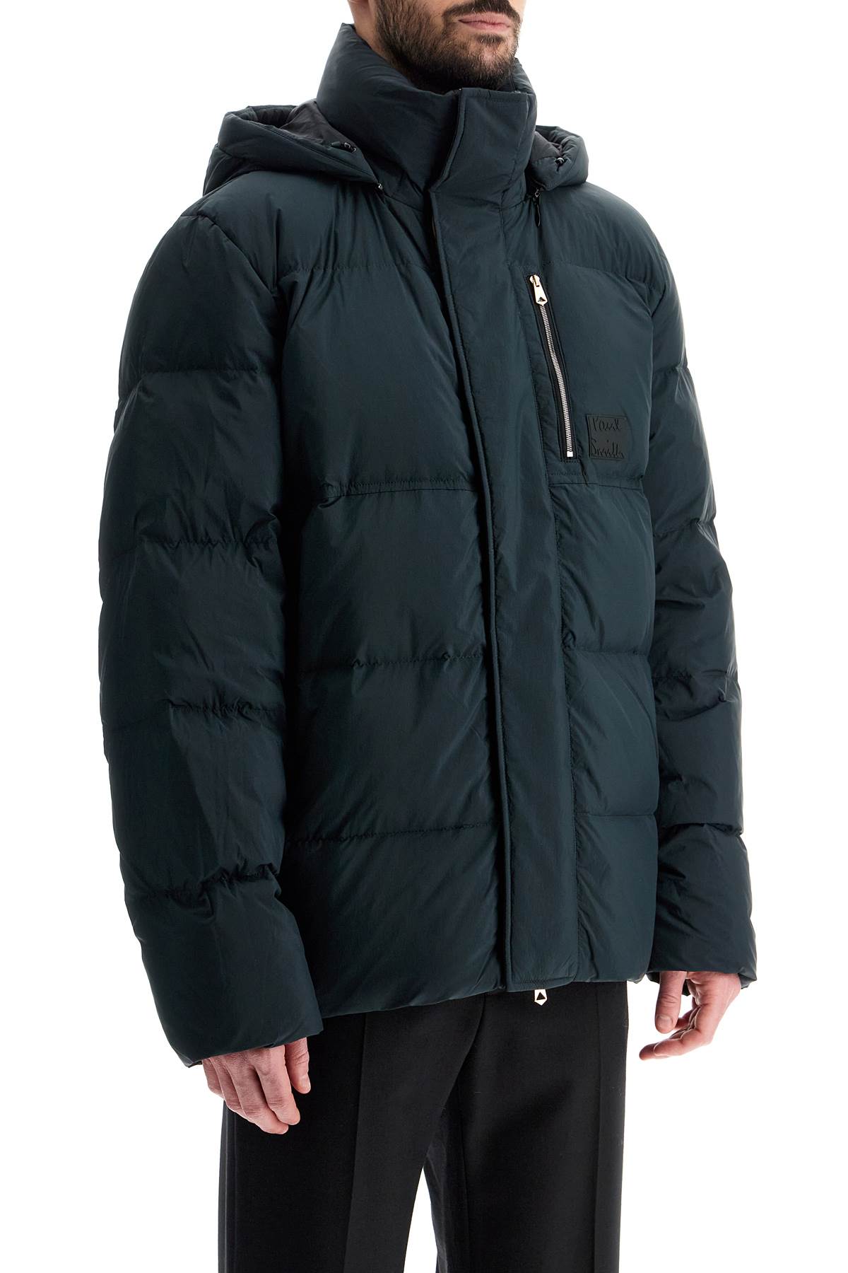 Shop Paul Smith Removable Hooded Down Jacket In Green