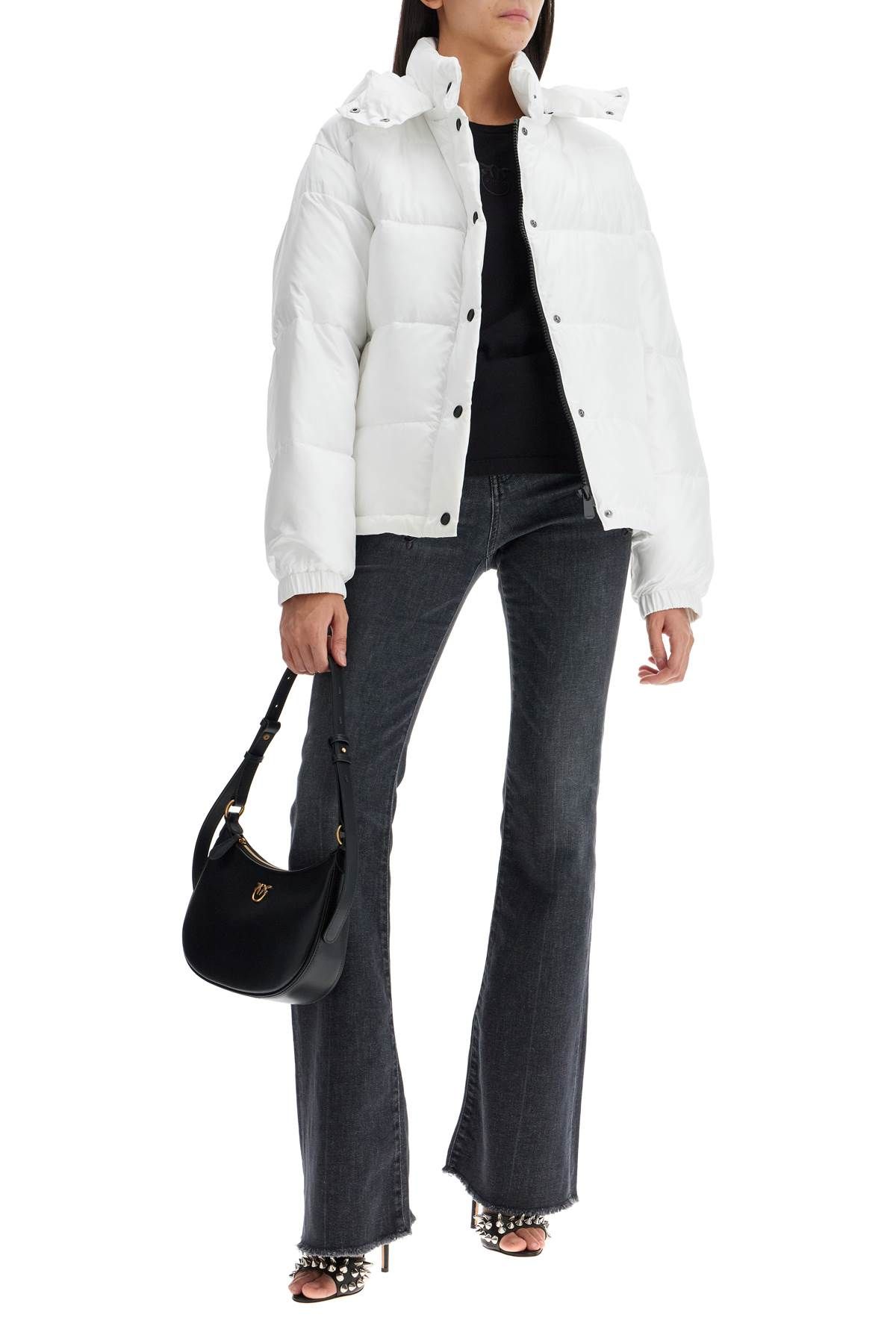 Shop Pinko 'down Jacket With Logo Patch In White