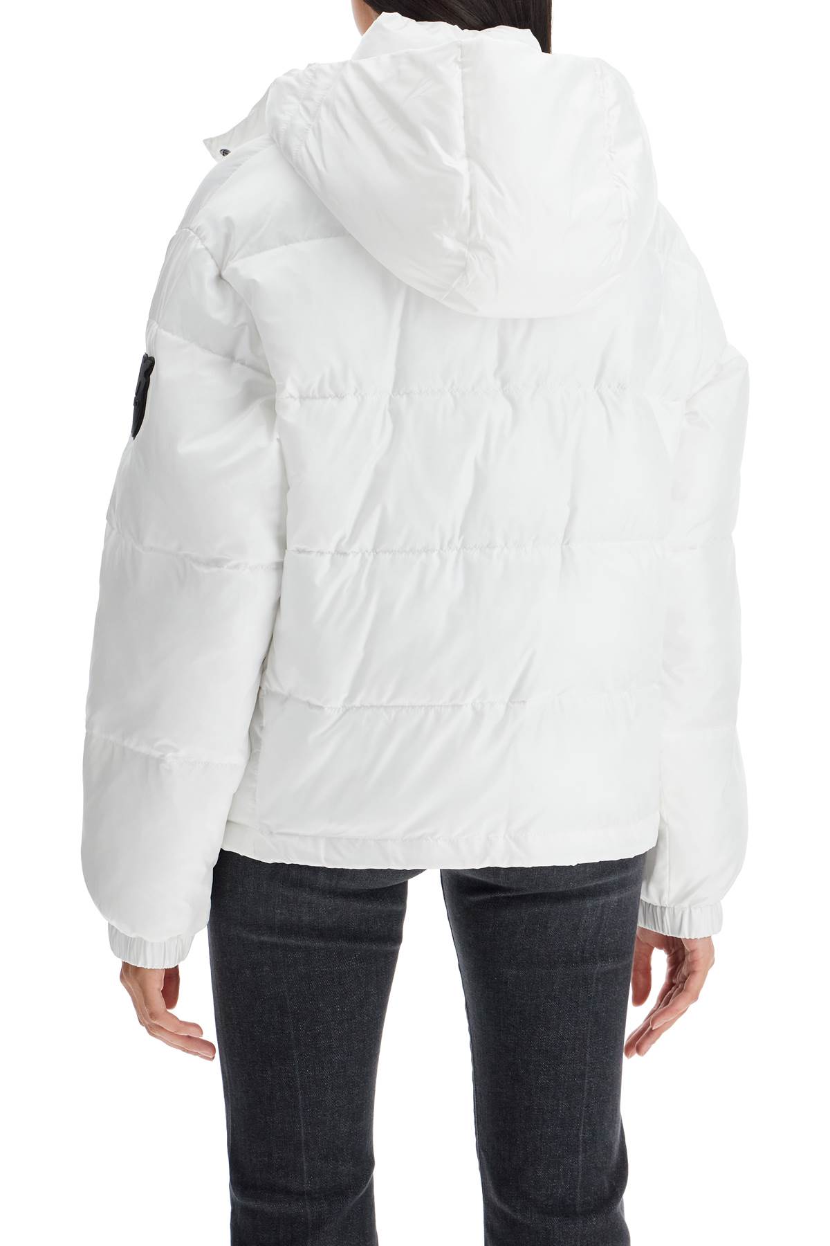 Shop Pinko 'down Jacket With Logo Patch In White