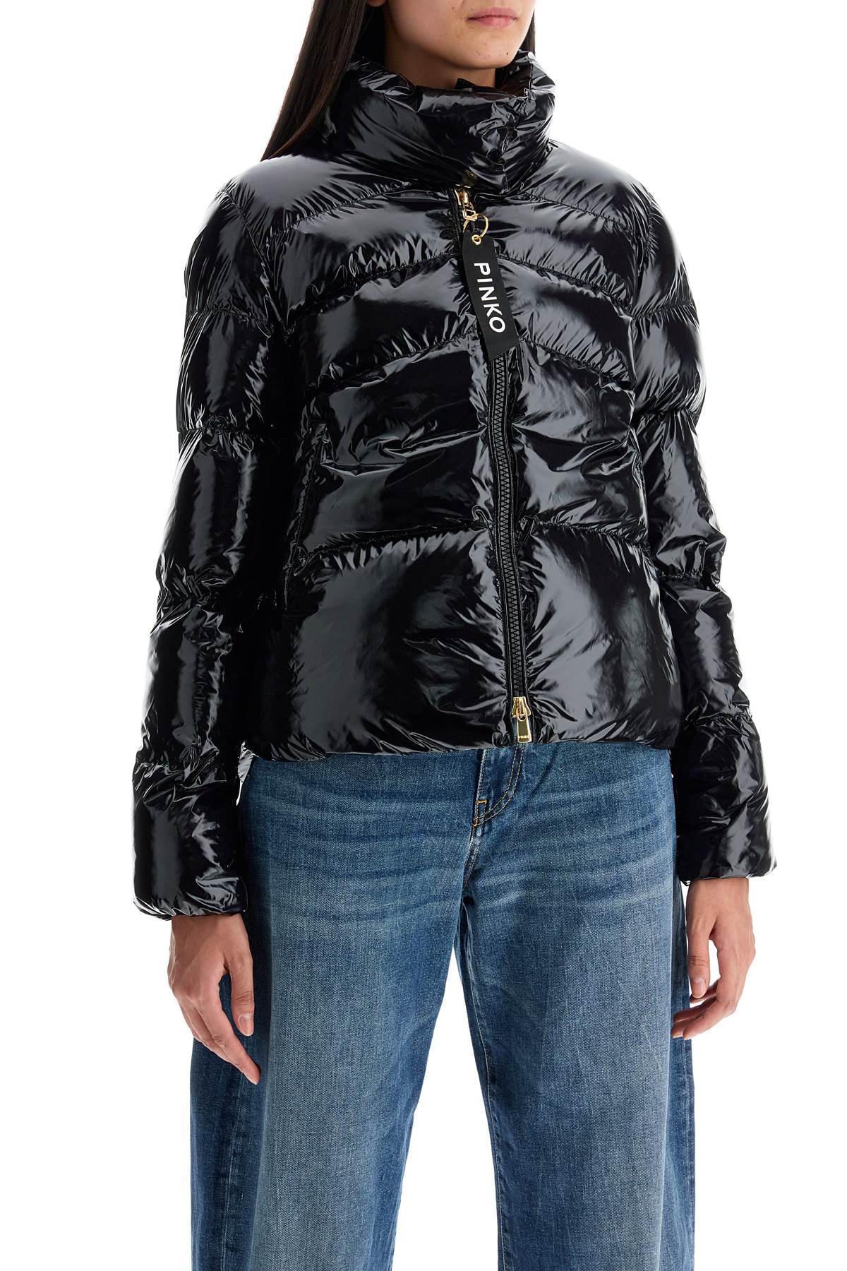 Shop Pinko "crystal Nylon Down Jacket" In Black