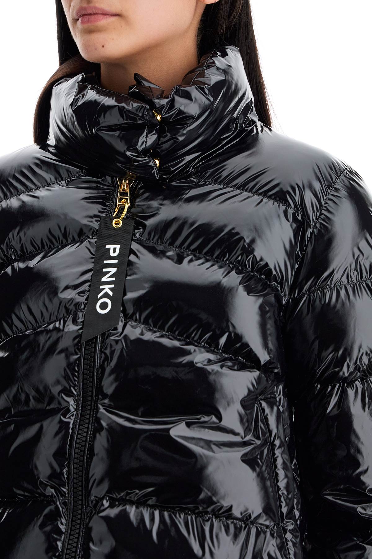 Shop Pinko "crystal Nylon Down Jacket" In Black