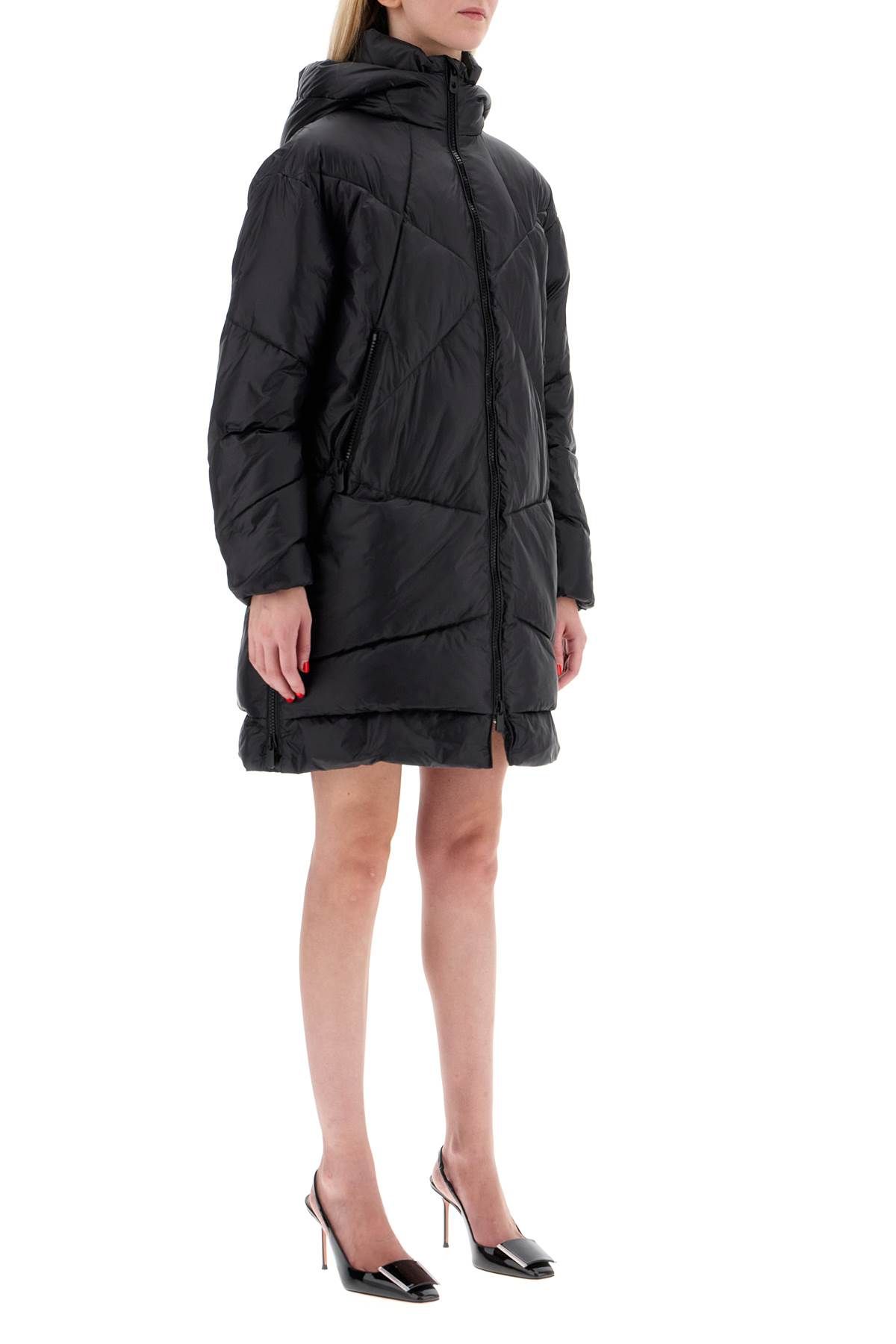 Shop Pinko Mid-length Down Jacket With Hood In Black