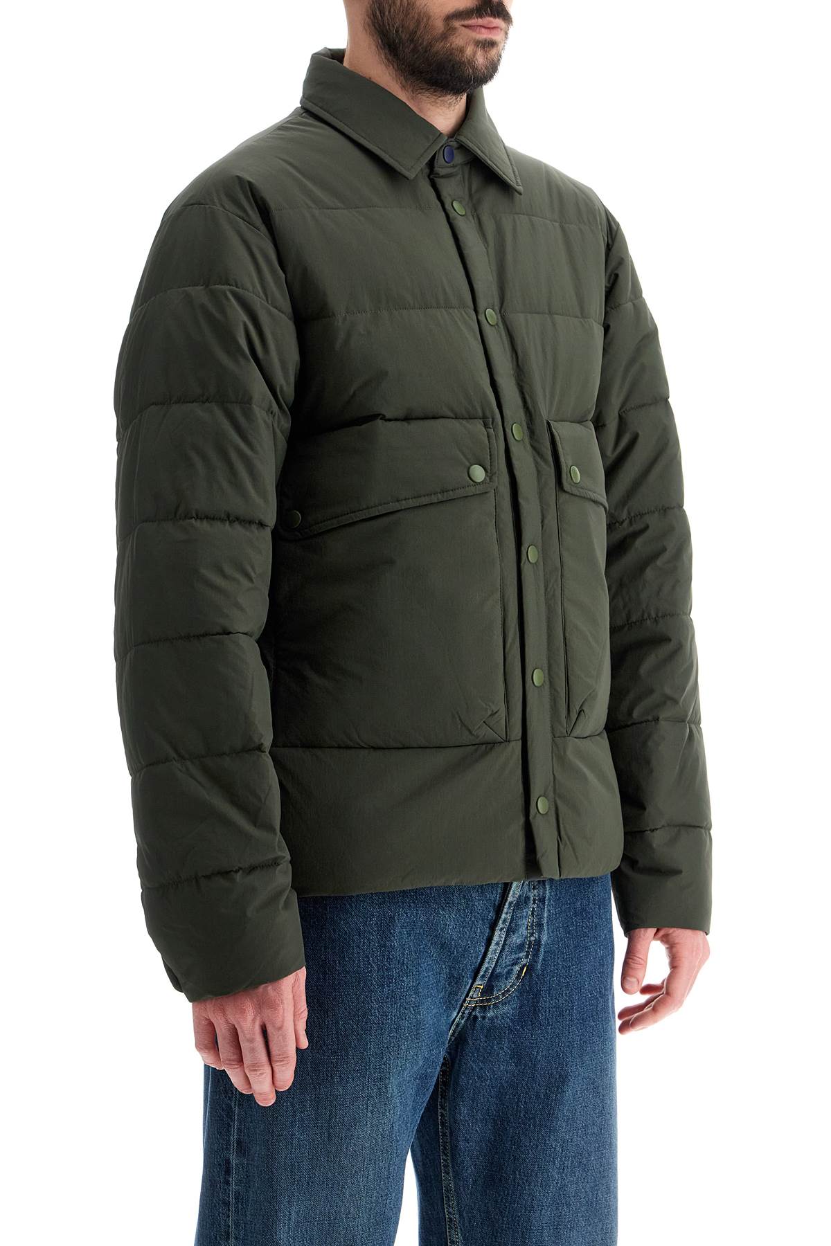 Shop Ps By Paul Smith Lightweight Recycled Nylon Down Jacket In Khaki