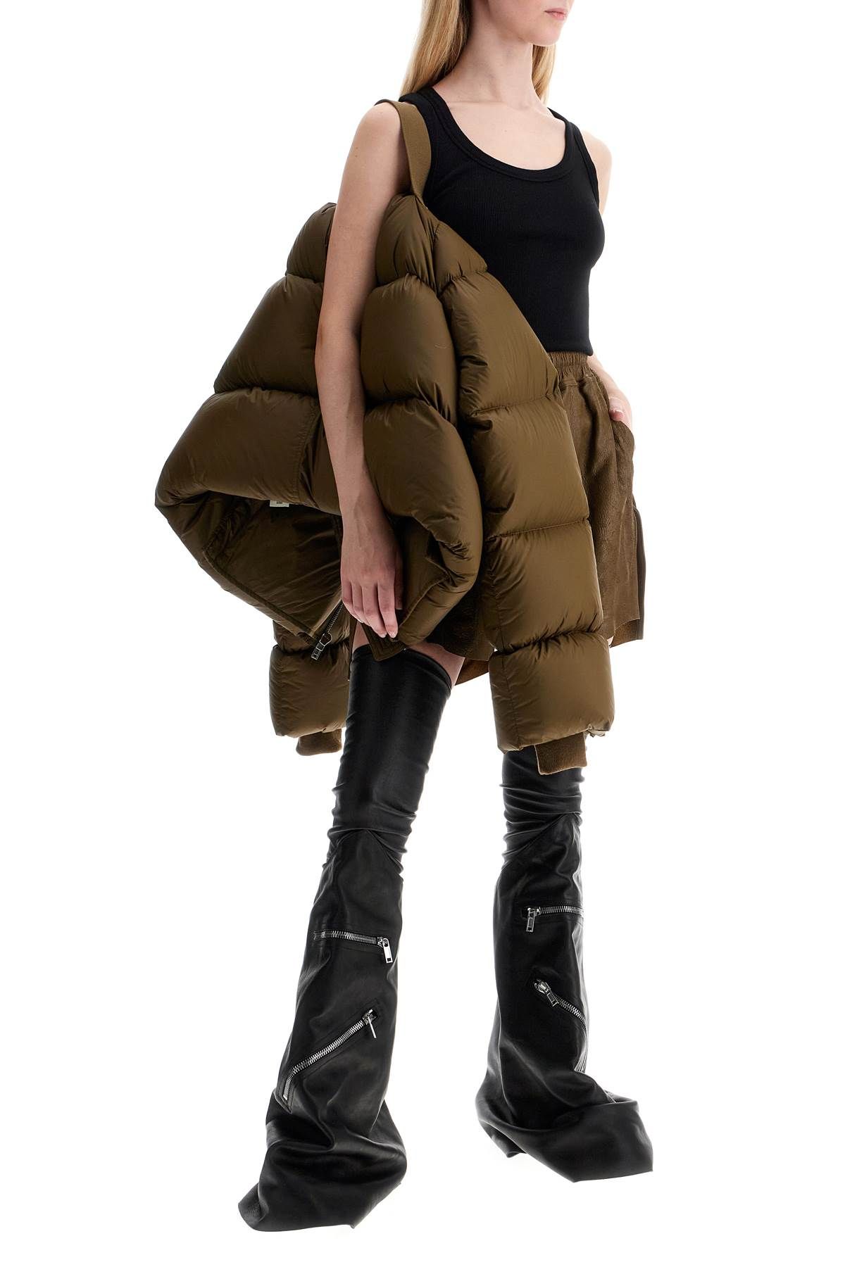 Shop Rick Owens Short Turtle Down Jacket In Khaki