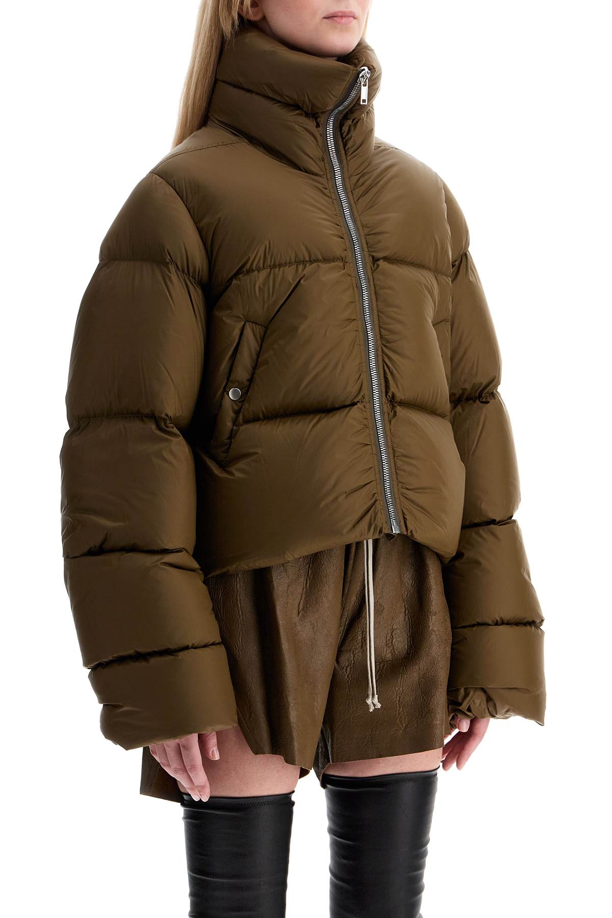 Shop Rick Owens Short Turtle Down Jacket In Khaki