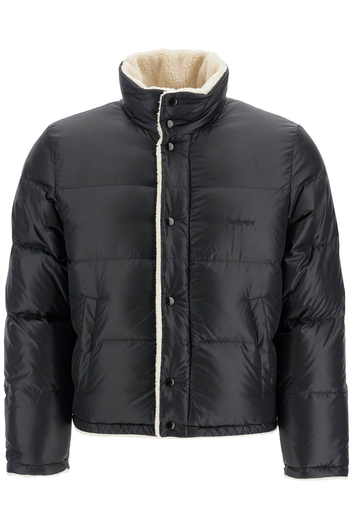 Shop Saint Laurent Eco-shearling-lined Puffer Jacket In Black