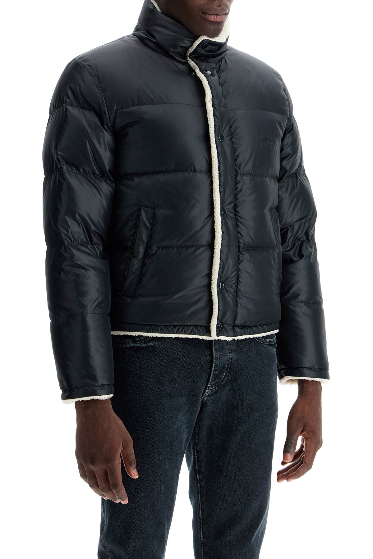 Shop Saint Laurent Eco-shearling-lined Puffer Jacket In Black