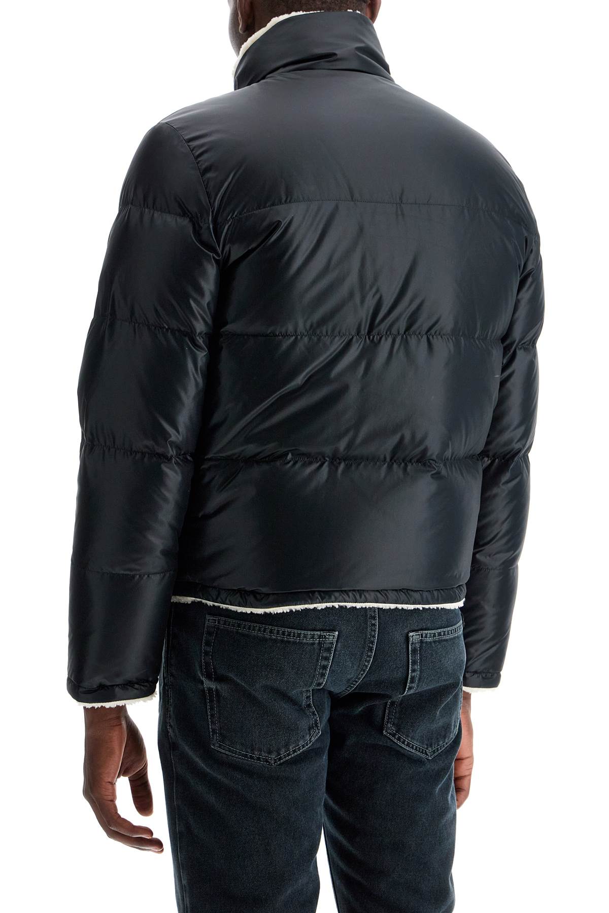 Shop Saint Laurent Eco-shearling-lined Puffer Jacket In Black