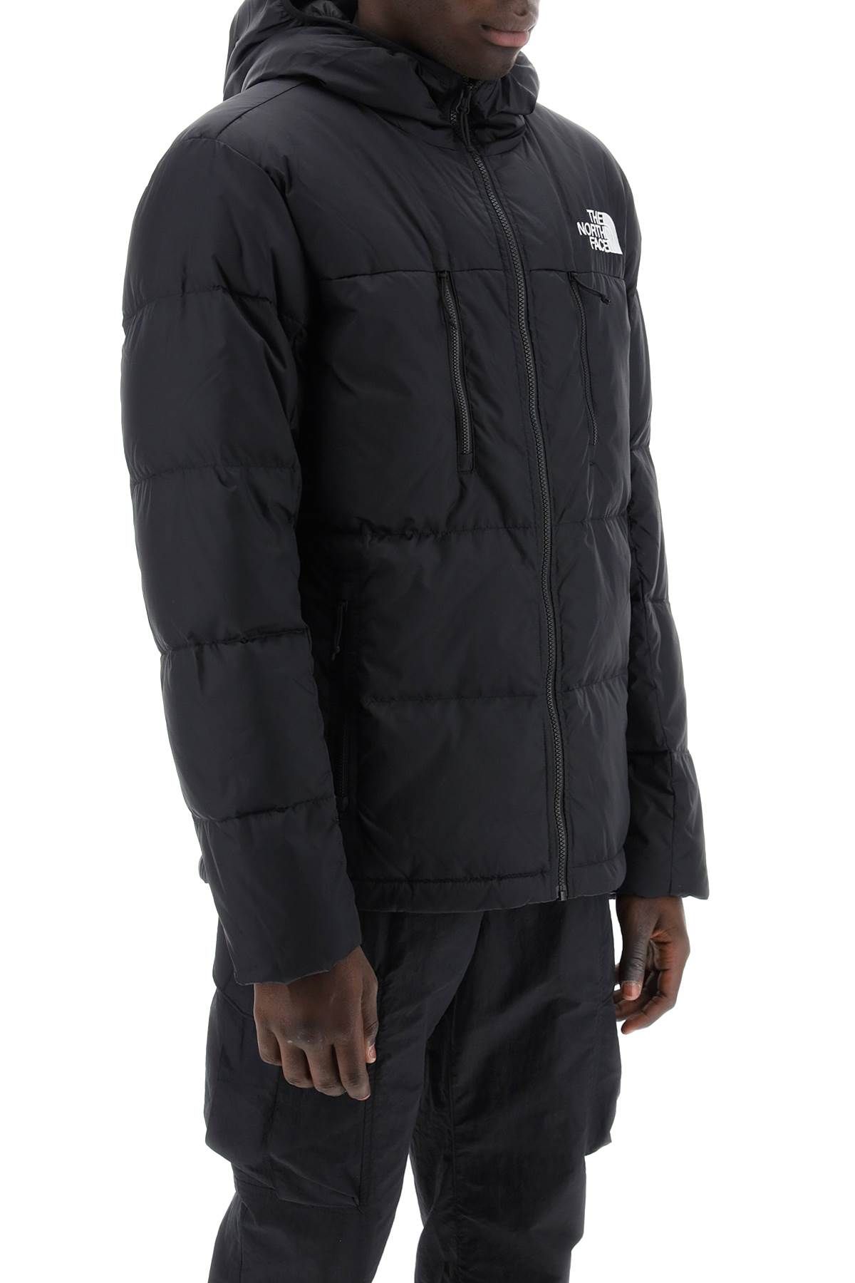 Shop The North Face Himalayan Short Hooded Down Jacket In Black