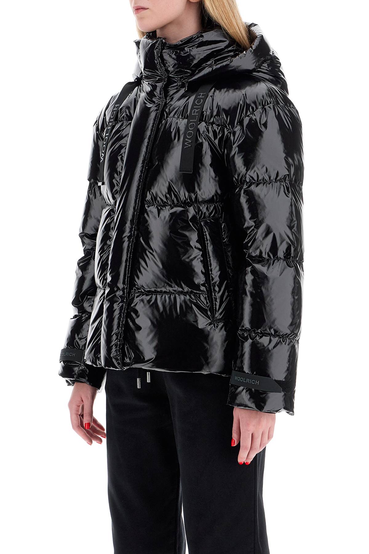 Shop Woolrich Shiny Nylon Down Jacket In Black