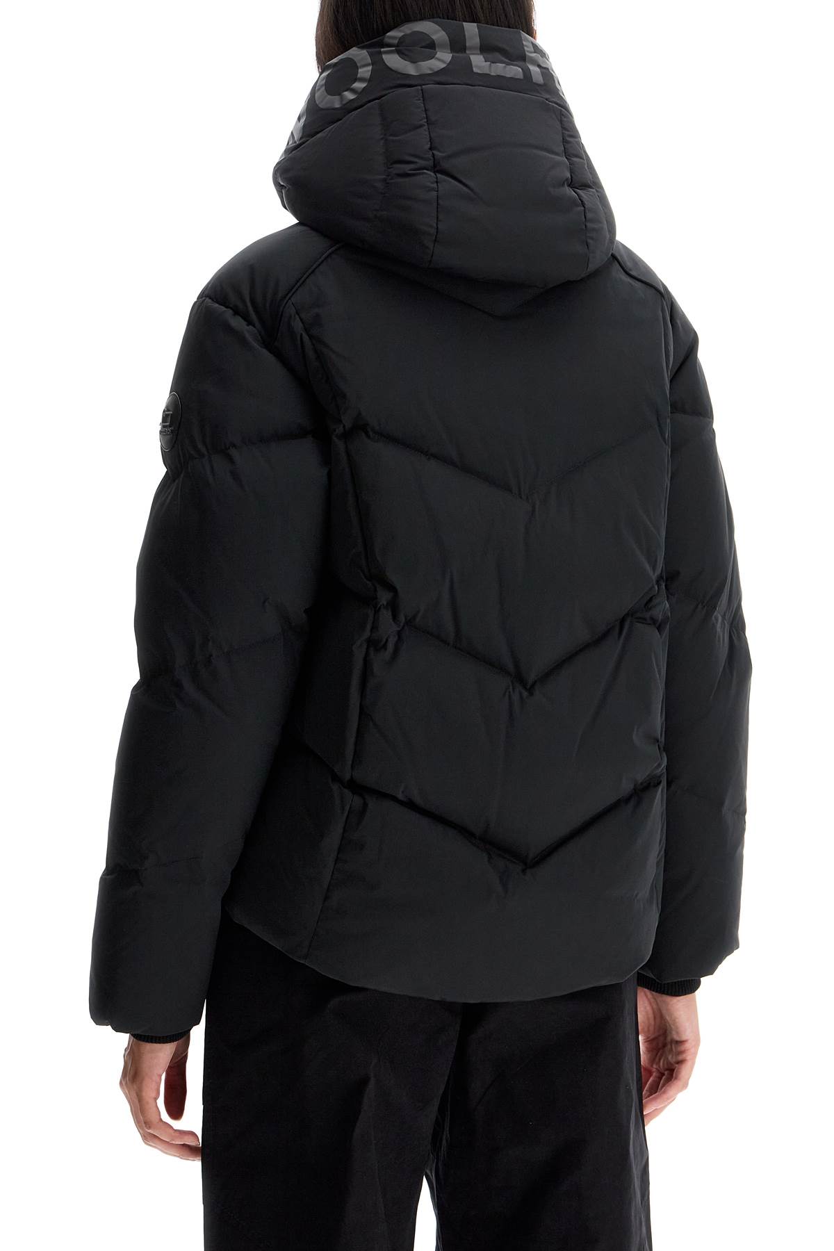 Shop Woolrich Short Alsea Down Jacket In Black