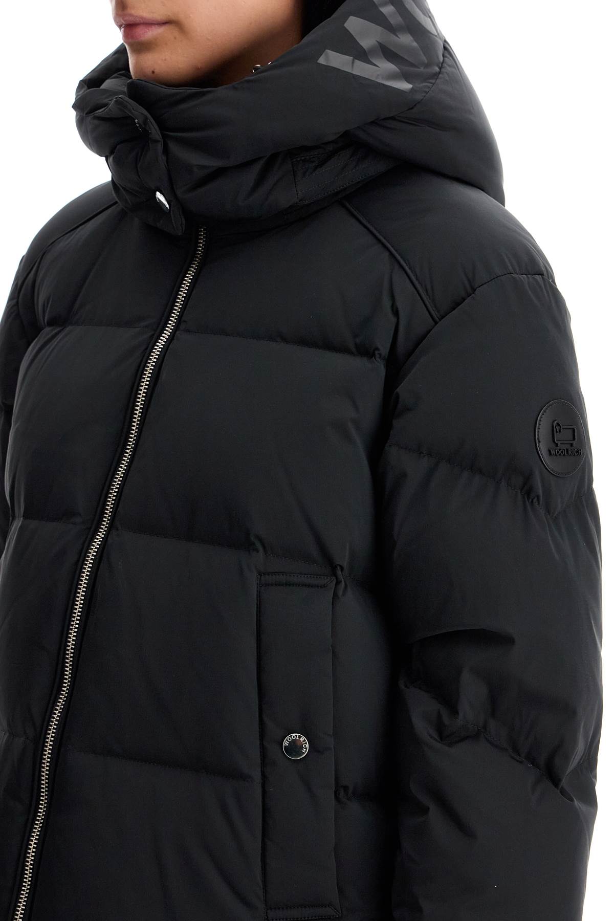 Shop Woolrich Short Alsea Down Jacket In Black