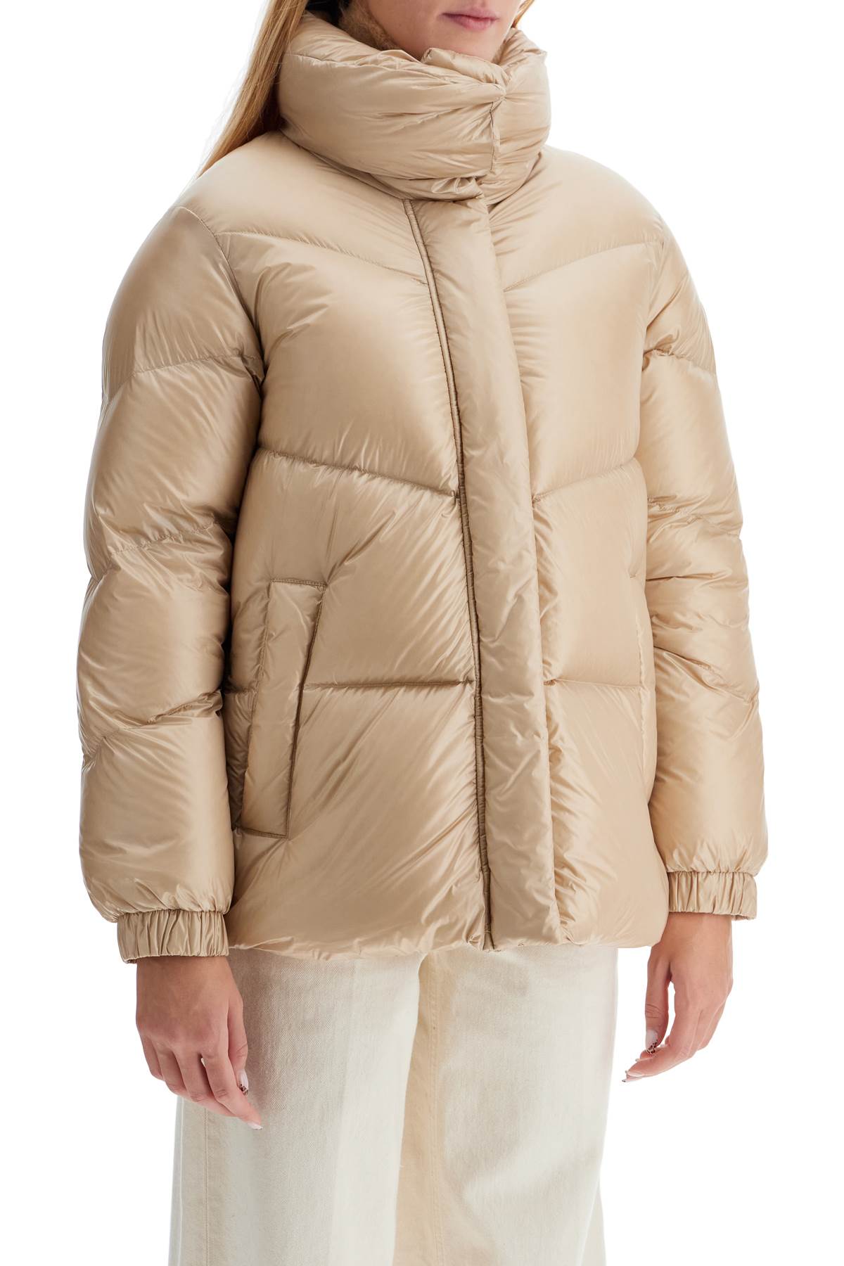 Shop Woolrich High-necked Aliquippa In Beige