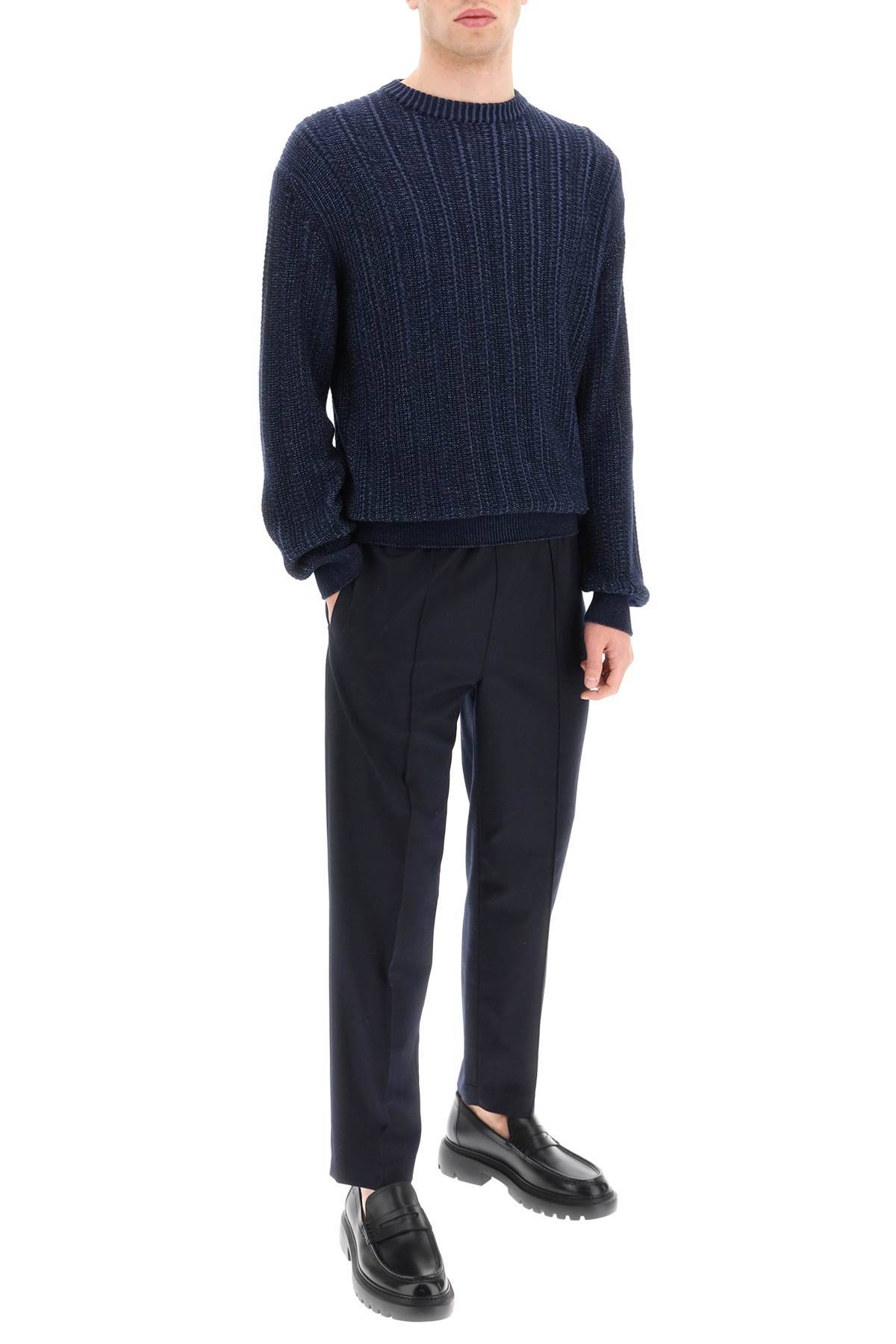 Shop Agnona Cashmere, Silk And Cotton Sweater In Blue