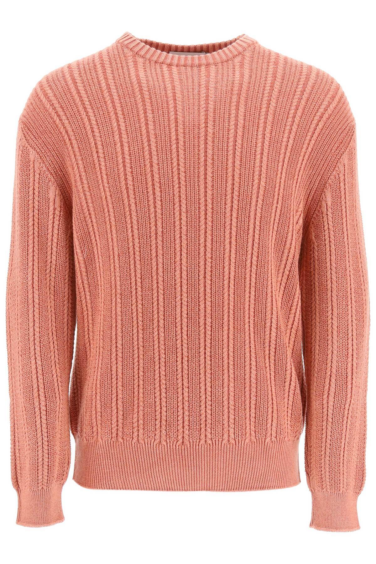 Shop Agnona Cashmere, Silk And Cotton Sweater In Pink,orange