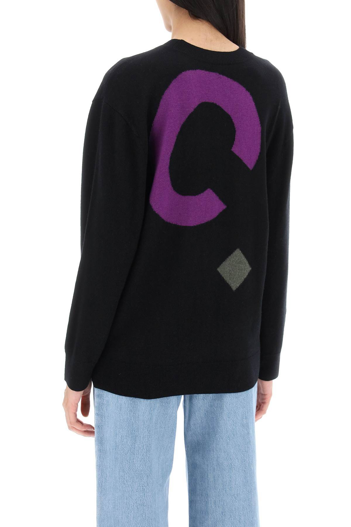 Shop Apc Sweater In Virgin Wool With Logo Pattern In Black
