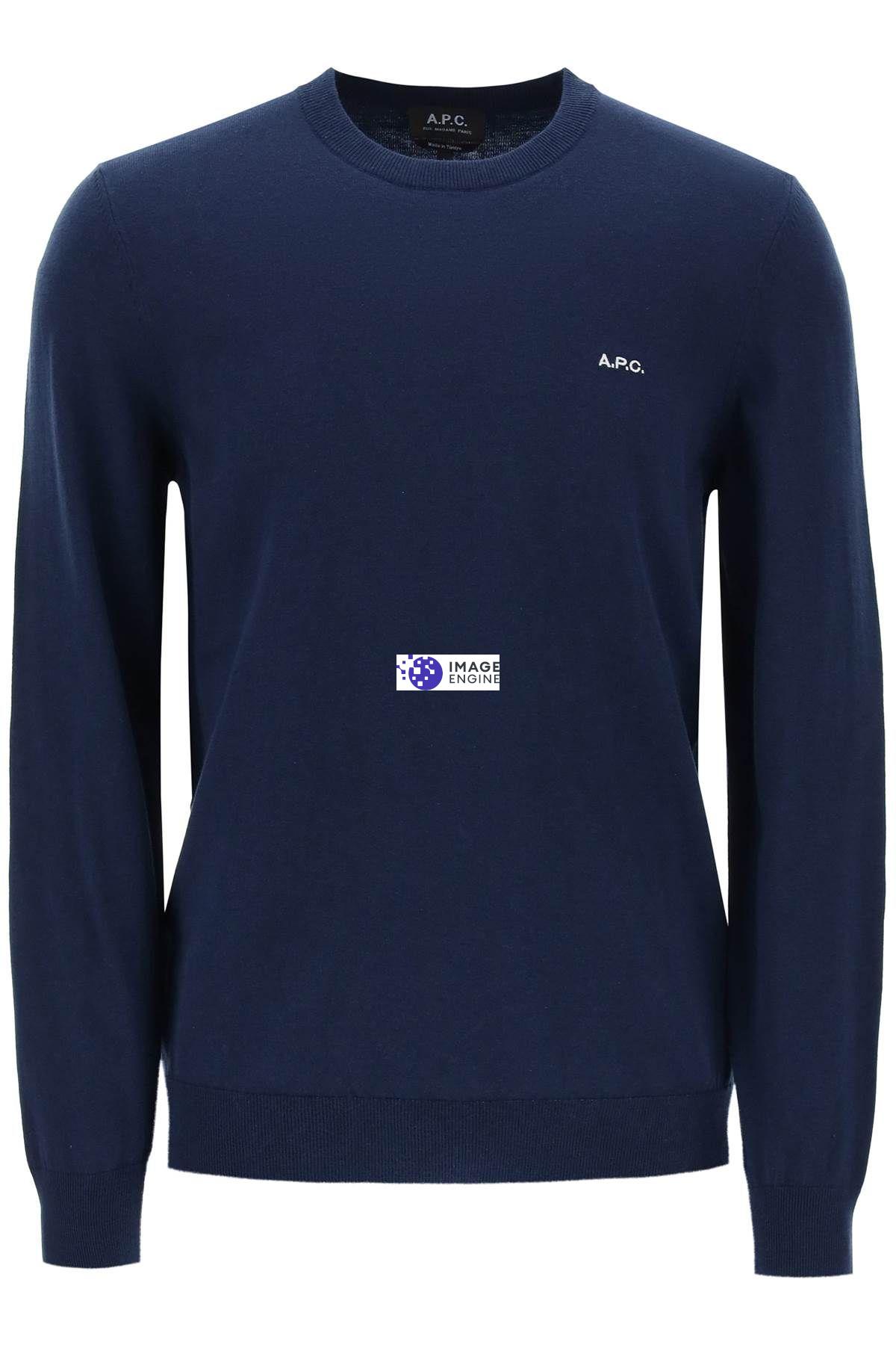 Shop Apc Mayeul Cotton Crewneck Pul In Blue